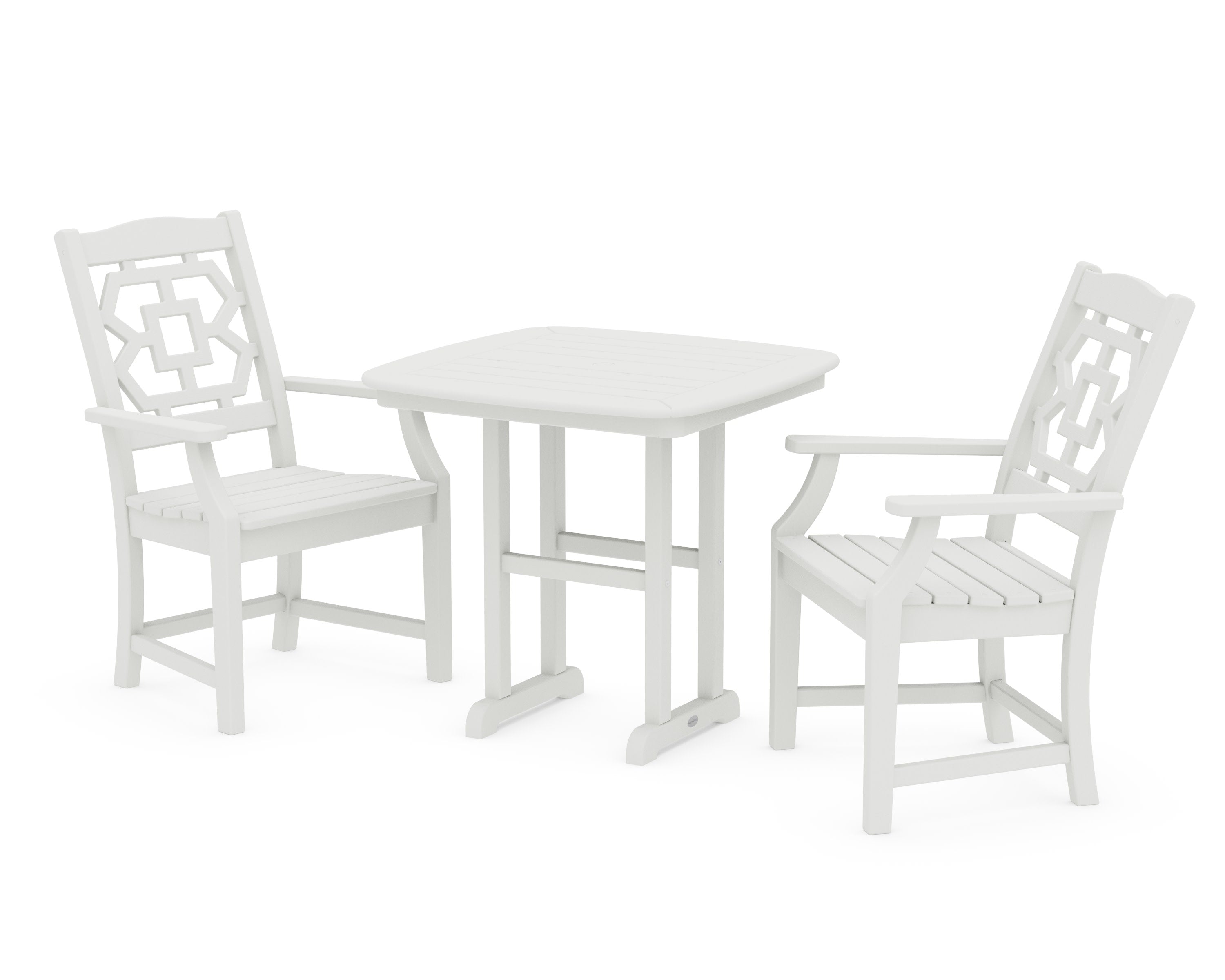Chinoiserie 3-Piece Dining Set in Vintage White