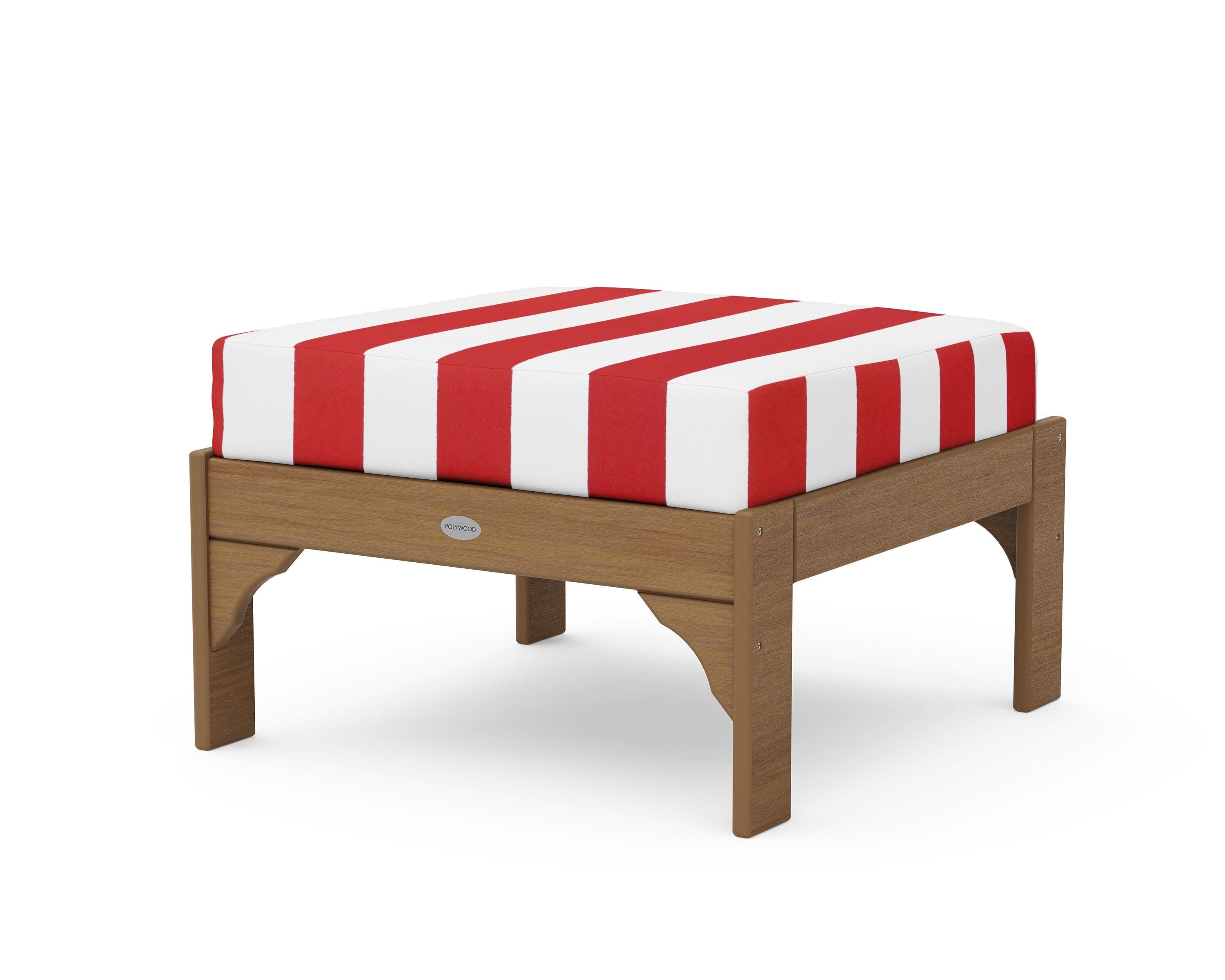 Vineyard Deep Seating Ottoman in Natural / Cabana Stripe Crimson