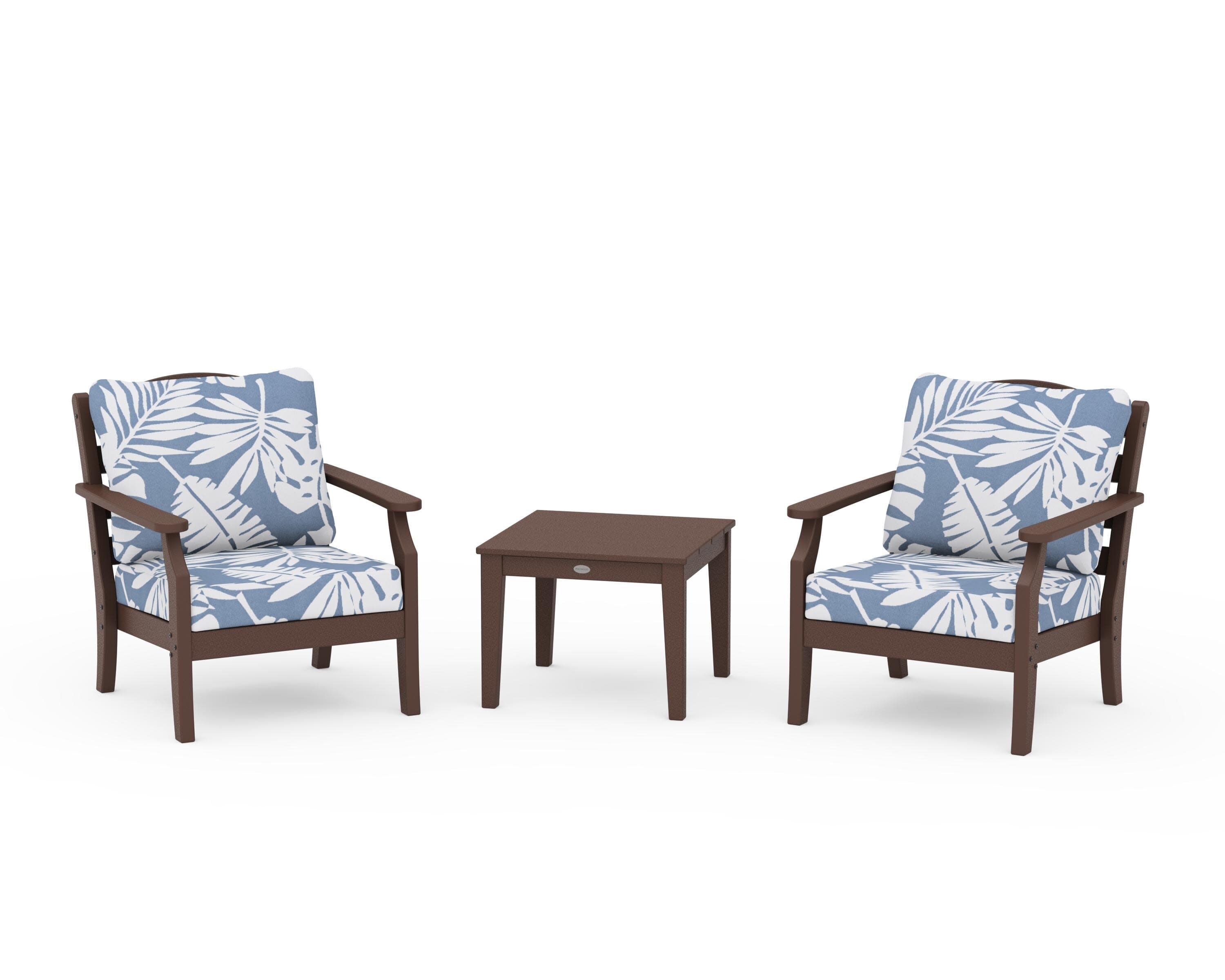 Savannah 3-Piece Deep Seating Set in Mahogany / Leaf Sky Blue