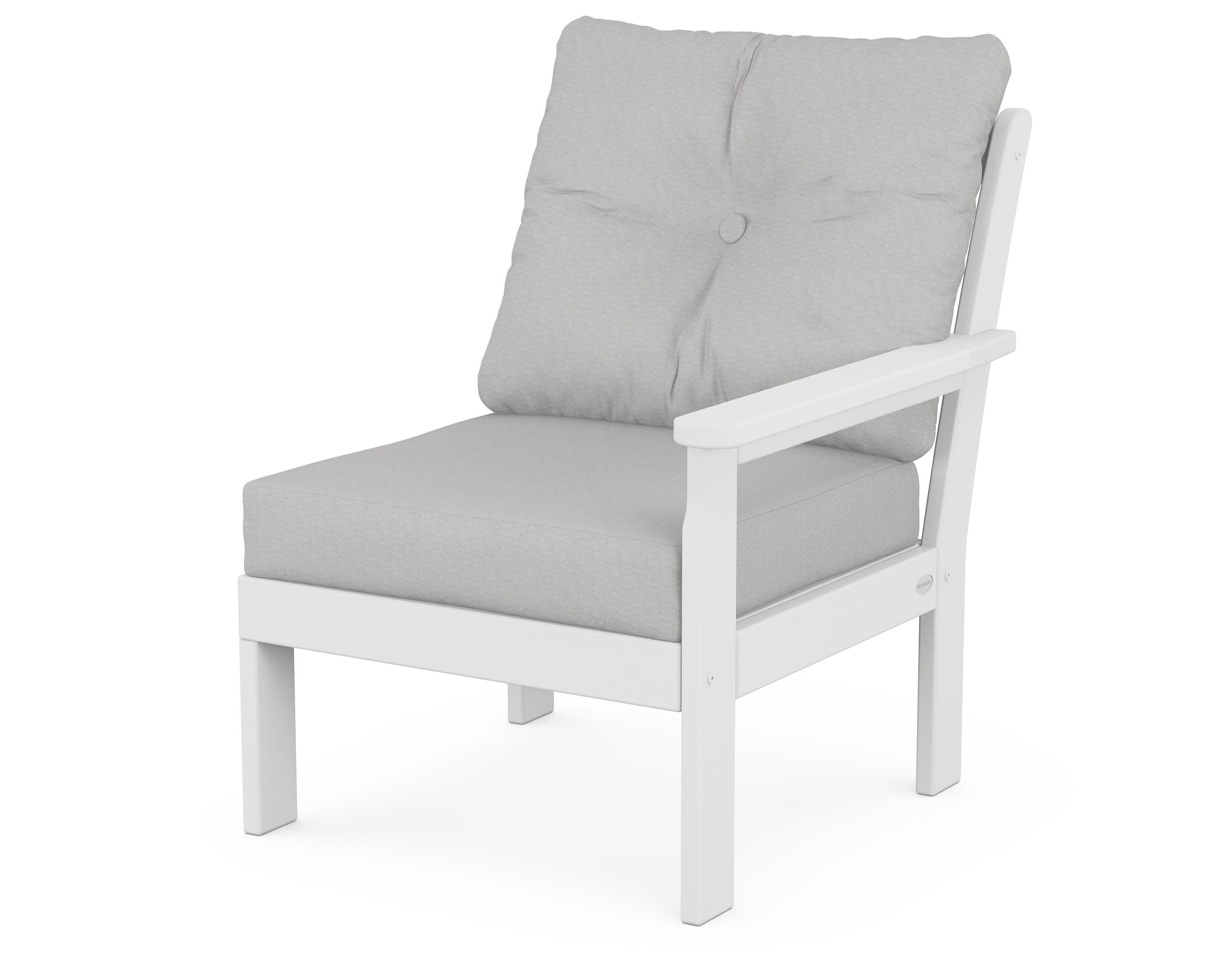 Vineyard Modular Right Arm Chair in White / Diamond in the Rough
