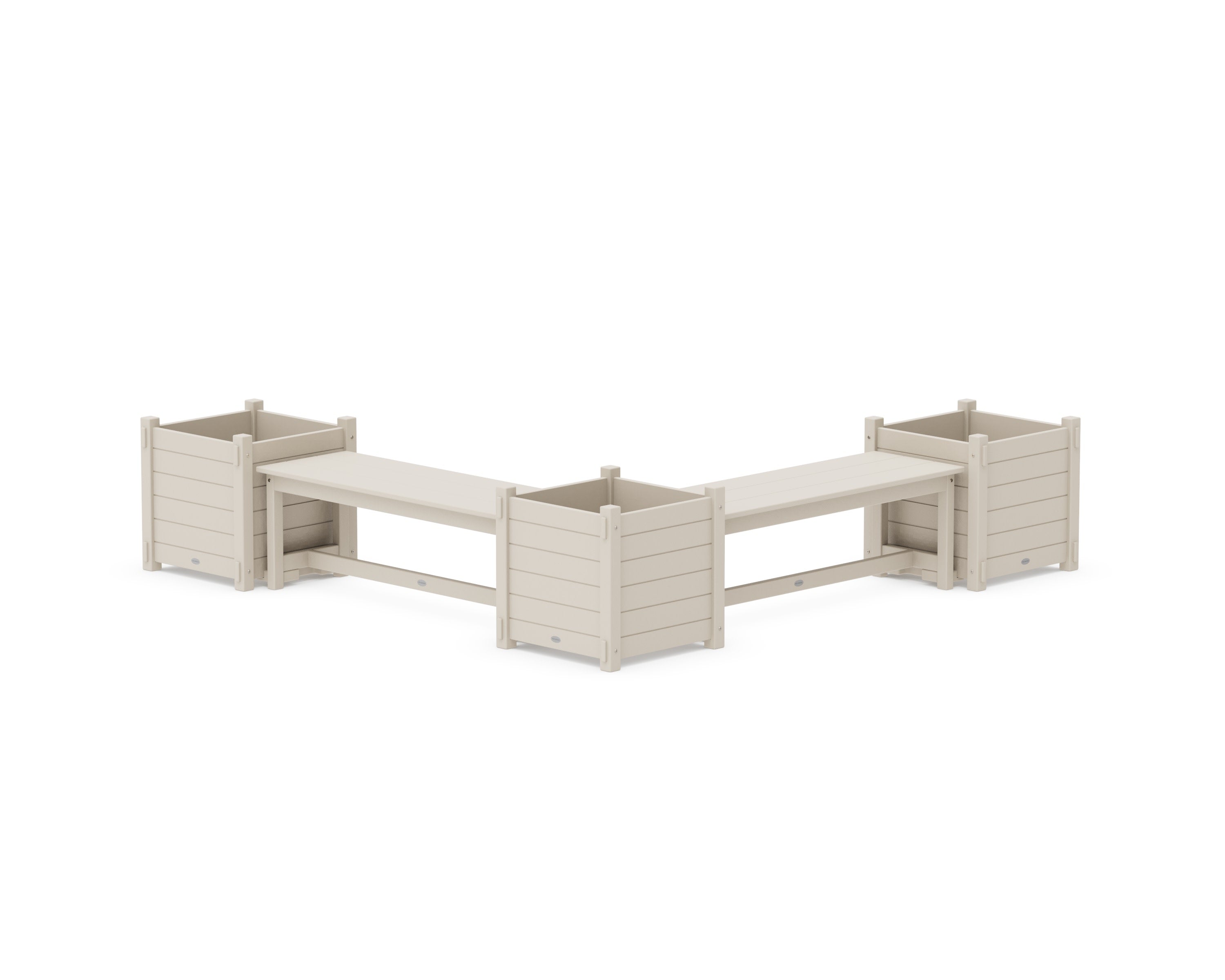 48" Nautical L- Shaped Planter Bench Corner Set - Large in Sand