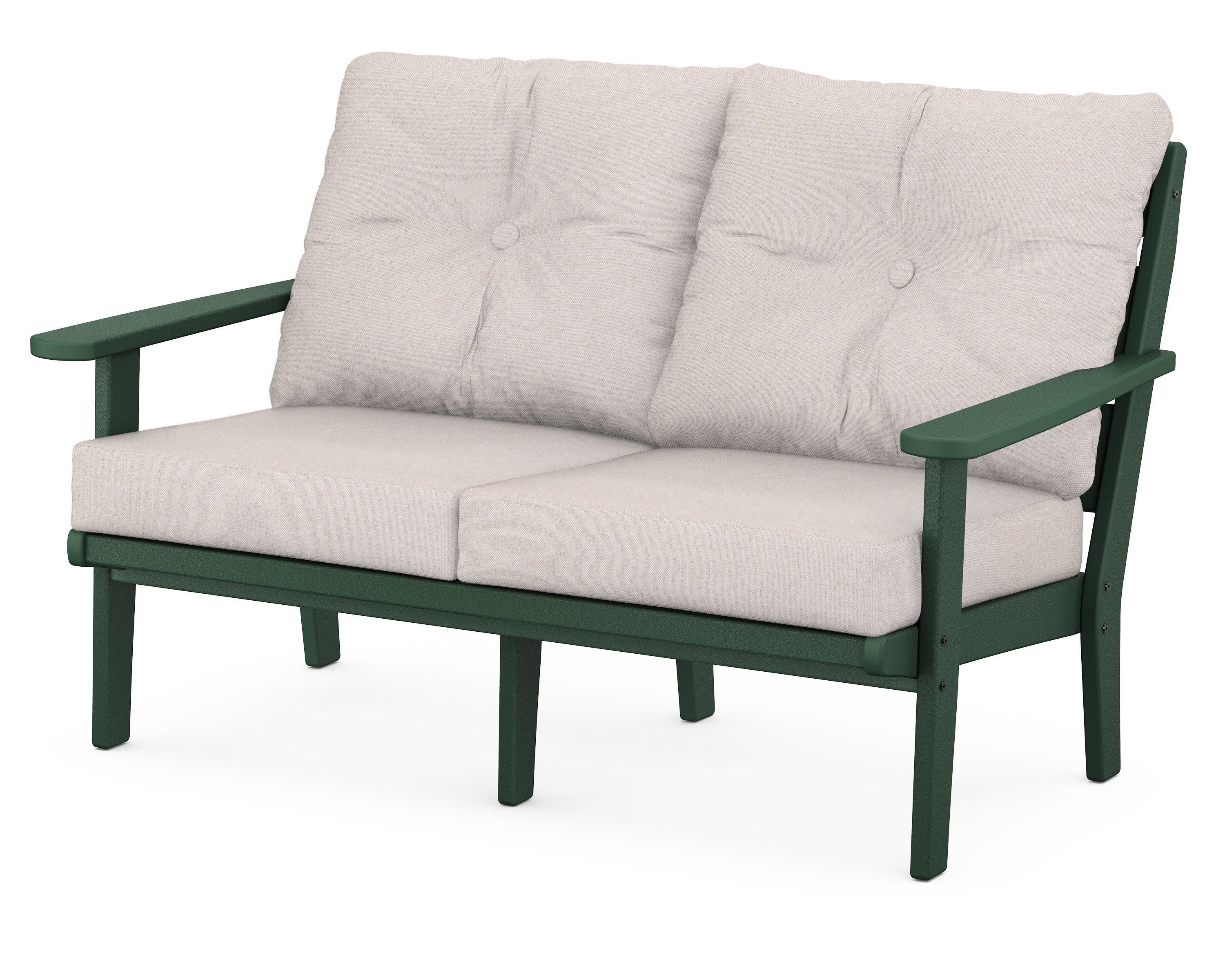 Lakeside Deep Seating Loveseat in Green / Dune Burlap