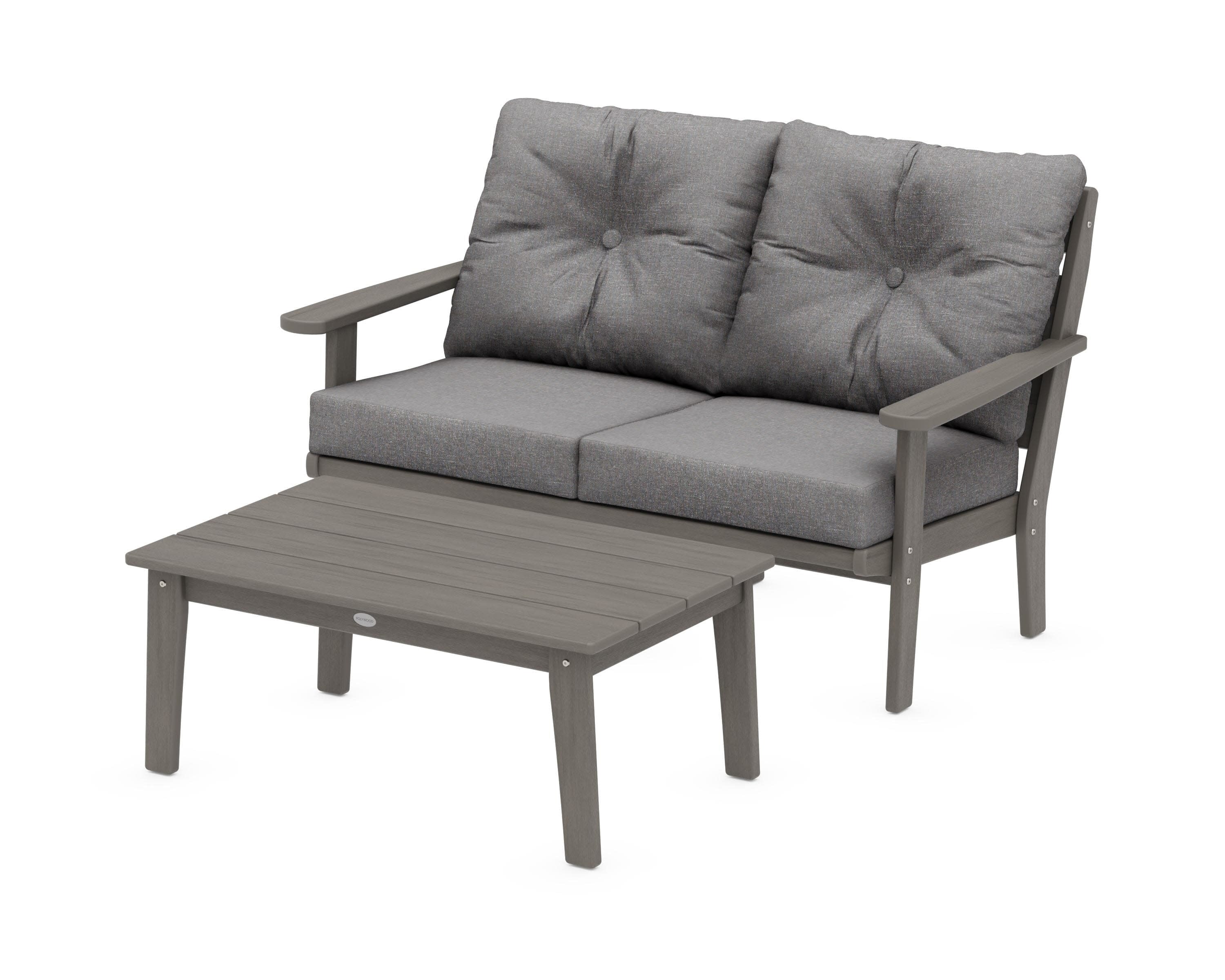 Lakeside 2-Piece Lounge Loveseat Set in Driftwood / Ash Charcoal