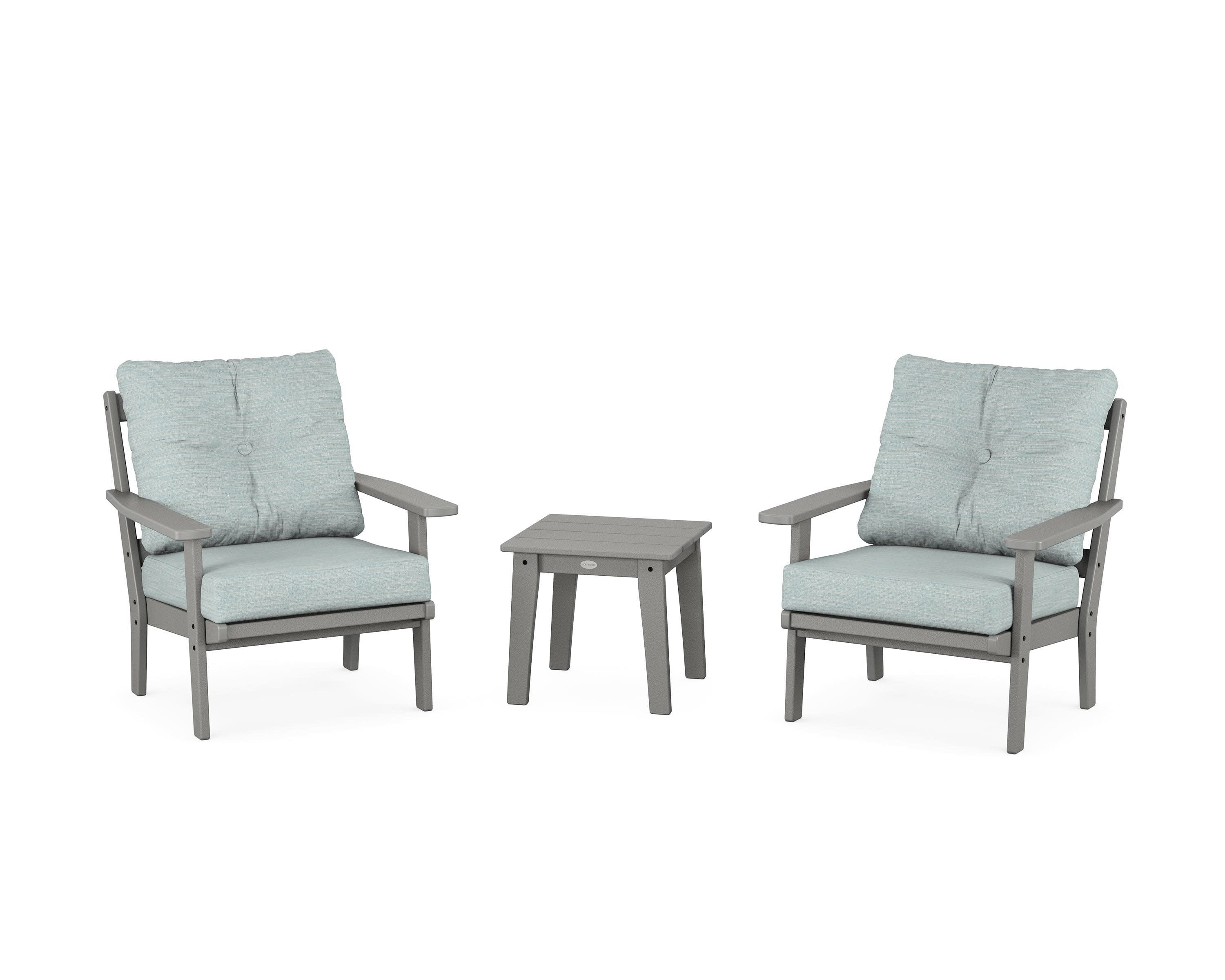 Oxford 3-Piece Deep Seating Set in Slate Grey / Soothe Mist