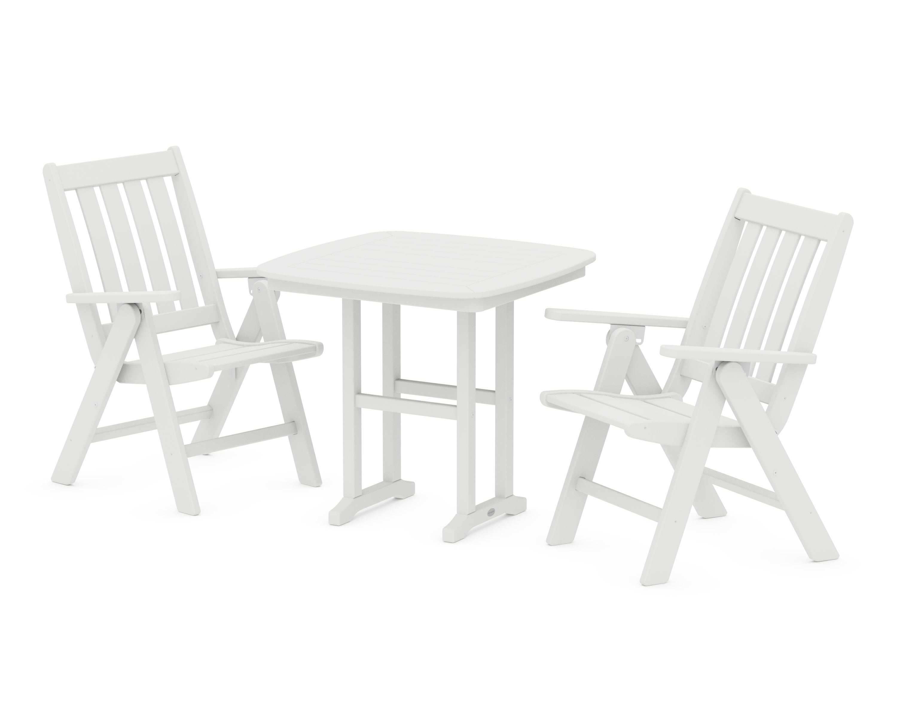 Vineyard Folding Chair 3-Piece Dining Set in White