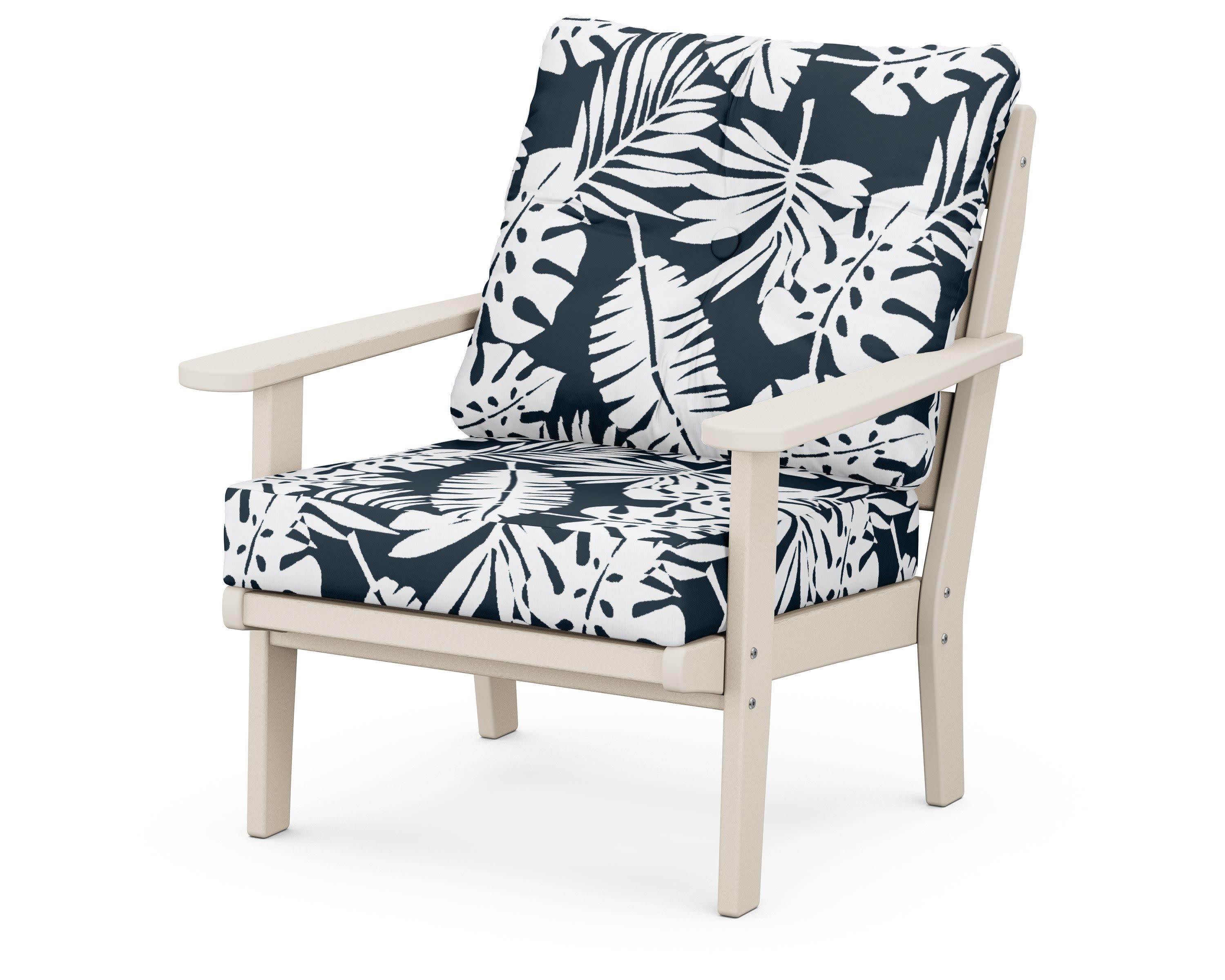 Lakeside Deep Seating Chair in Sand / Leaf Marine Indigo
