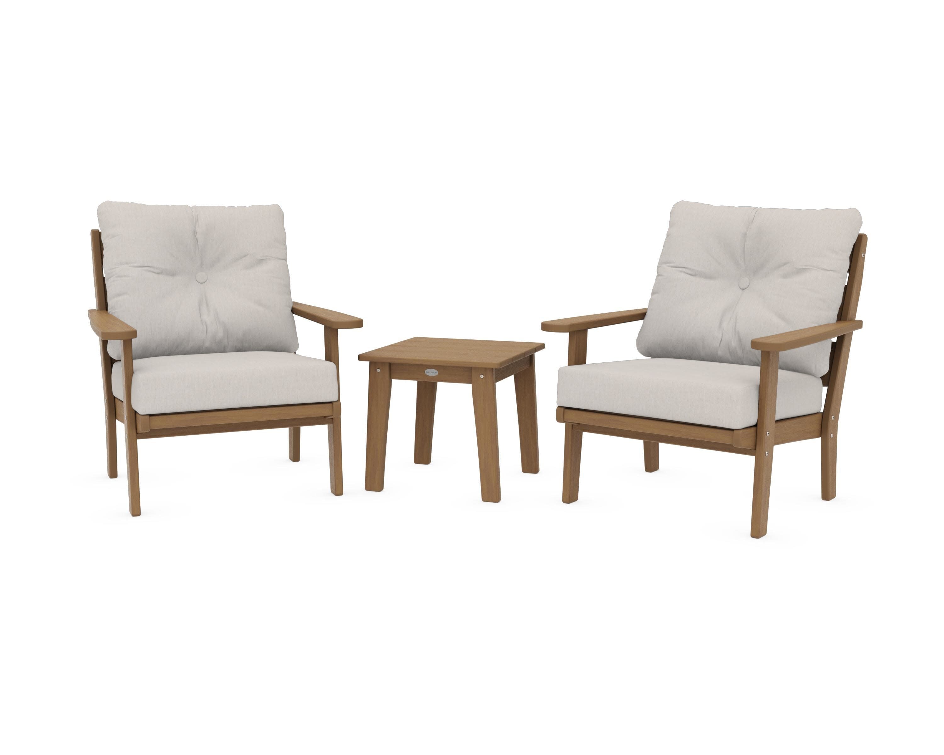 Lakeside 3-Piece Deep Seating Chair Set in Natural / Cast Ash