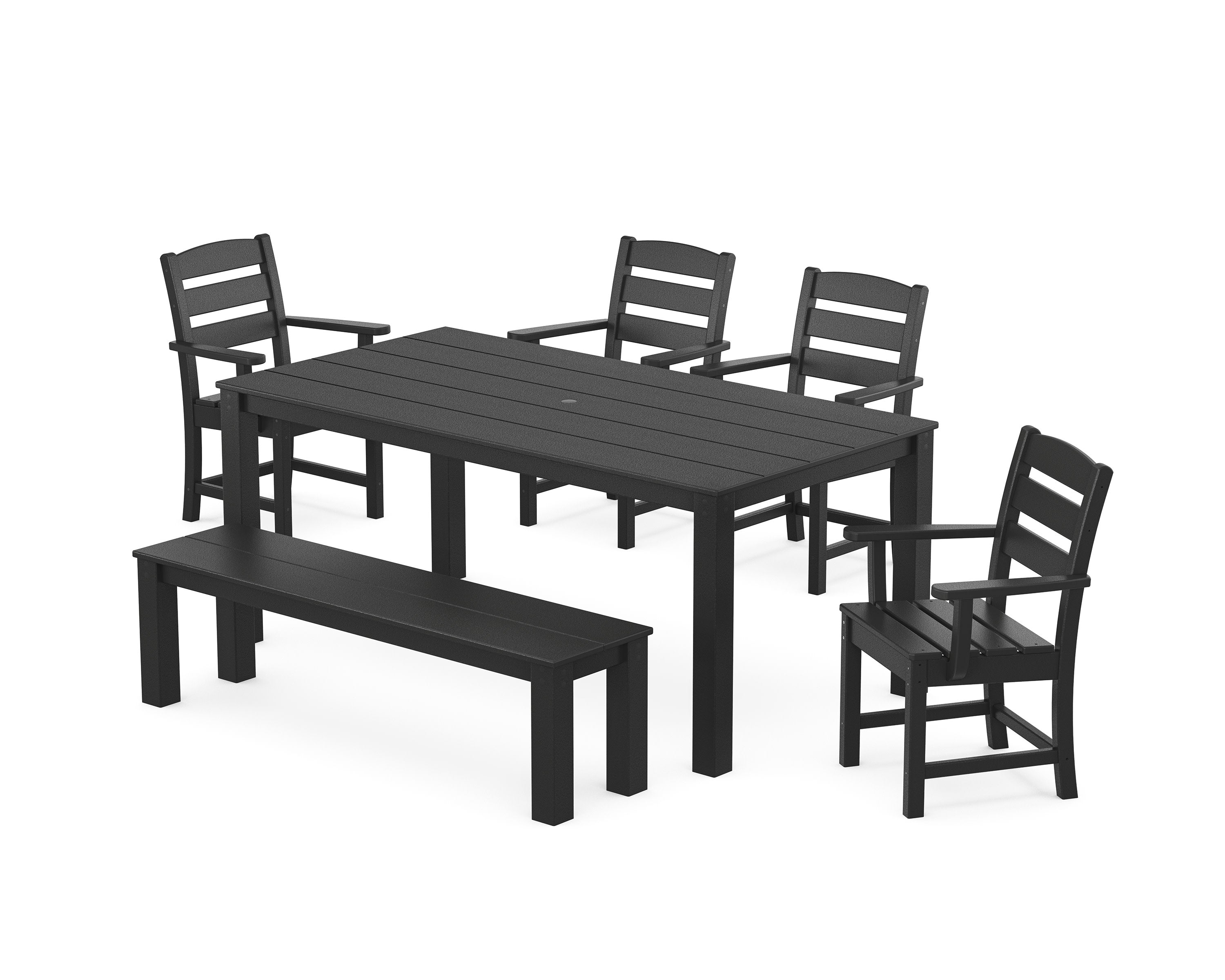 Lakeside 6-Piece Parsons Dining Set with Bench in Black