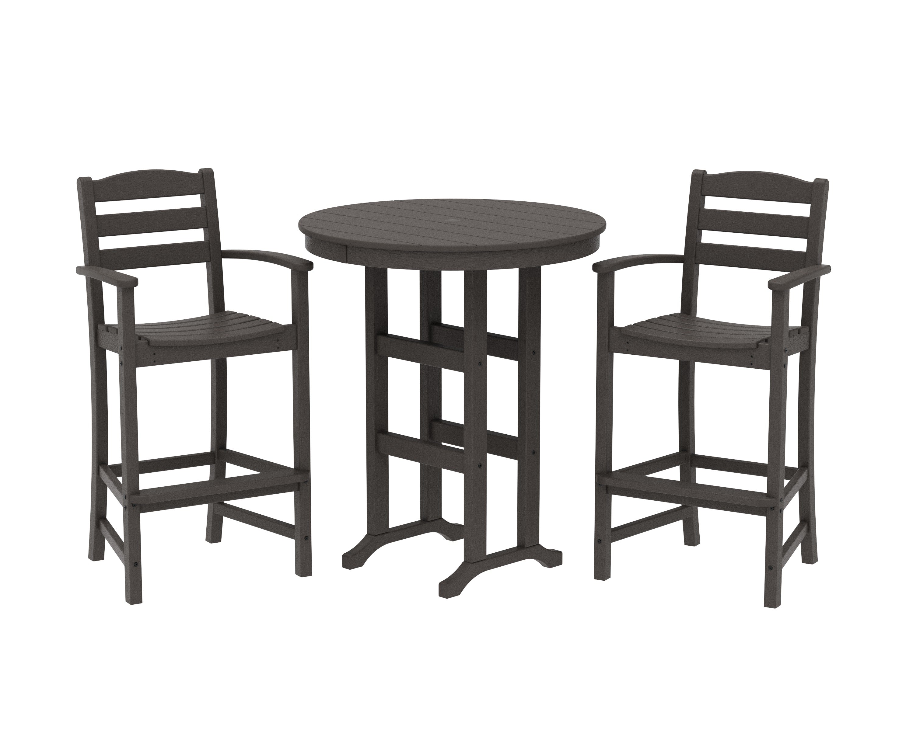 La Casa Caf 3-Piece Round Farmhouse Bar Set in Vintage Coffee