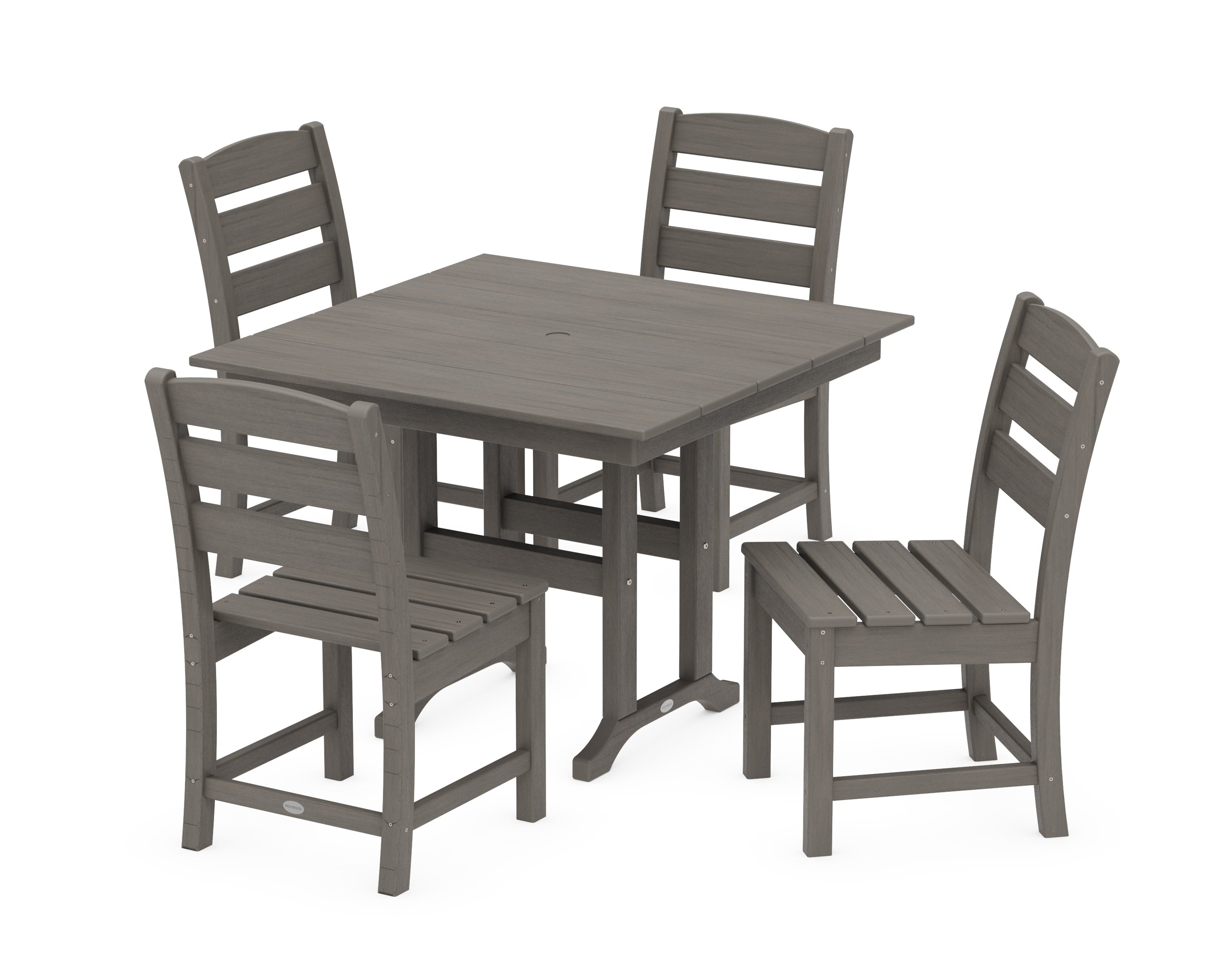 Lakeside Side Chair 5-Piece Farmhouse Dining Set in Driftwood