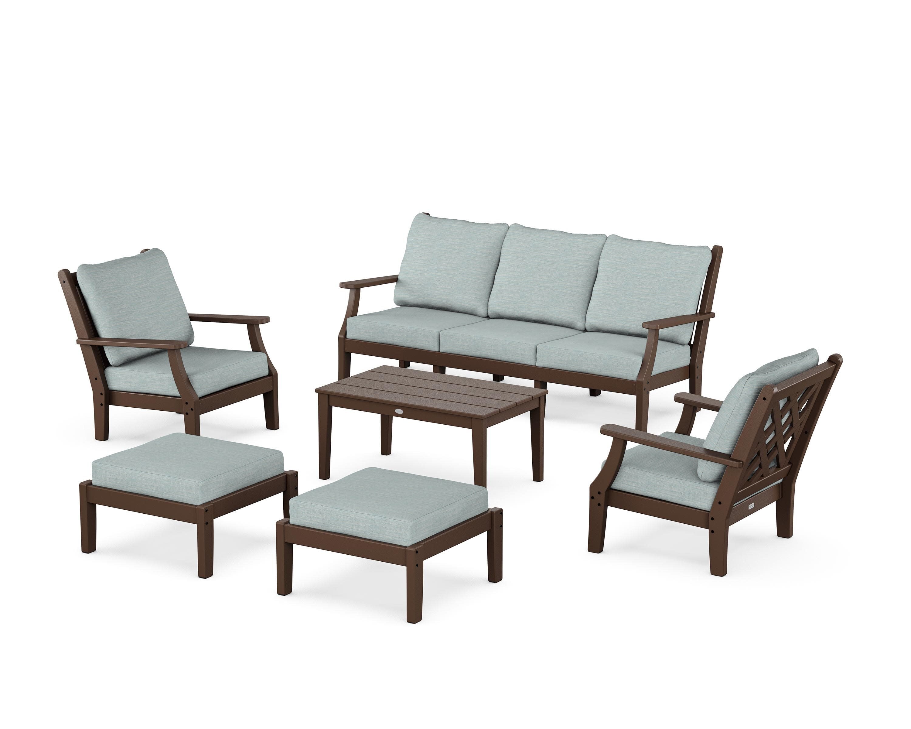 Wovendale 6-Piece Lounge Sofa Set in Mahogany / Soothe Mist