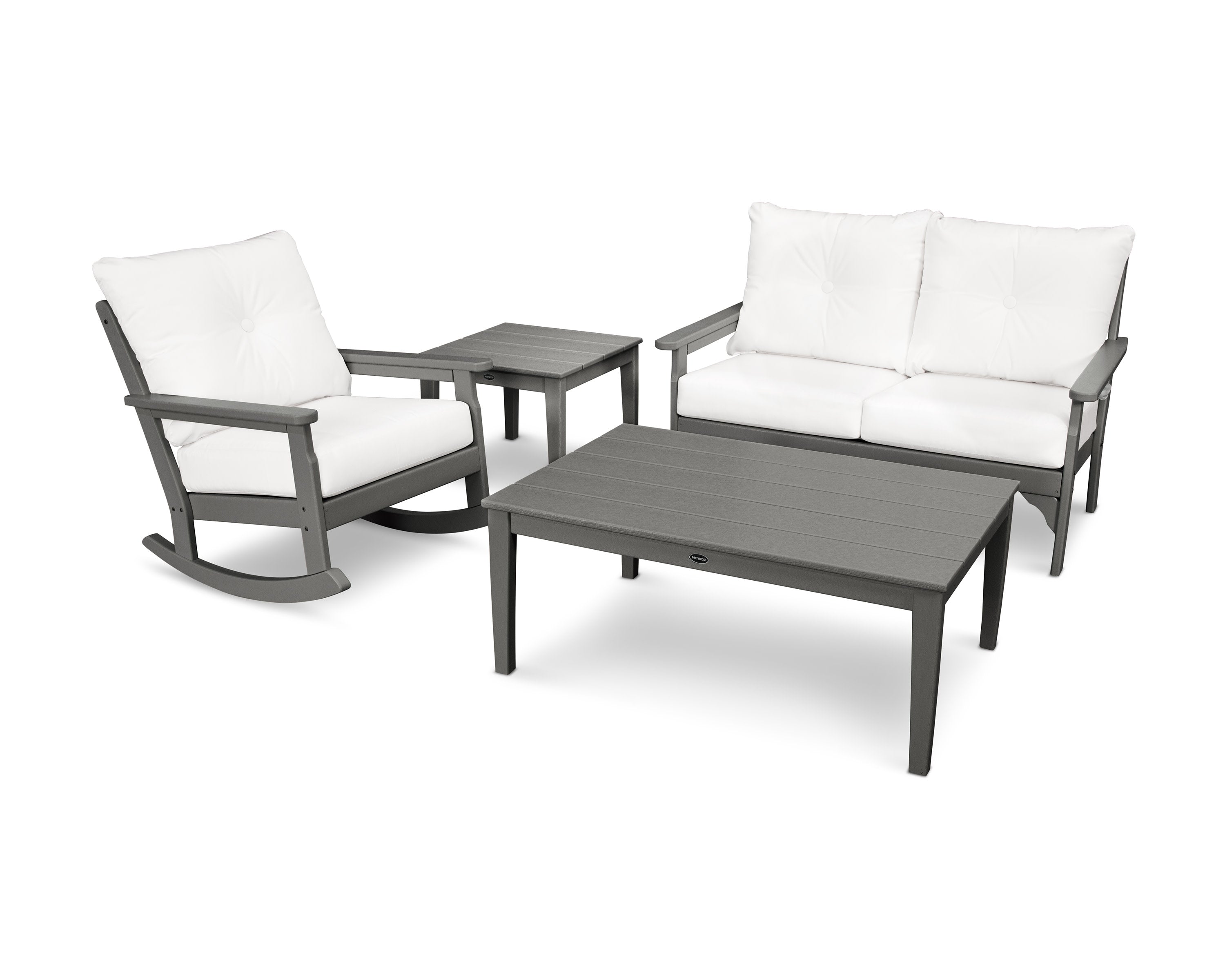 Vineyard 4-Piece Deep Seating Rocker Set in Slate Grey / Natural