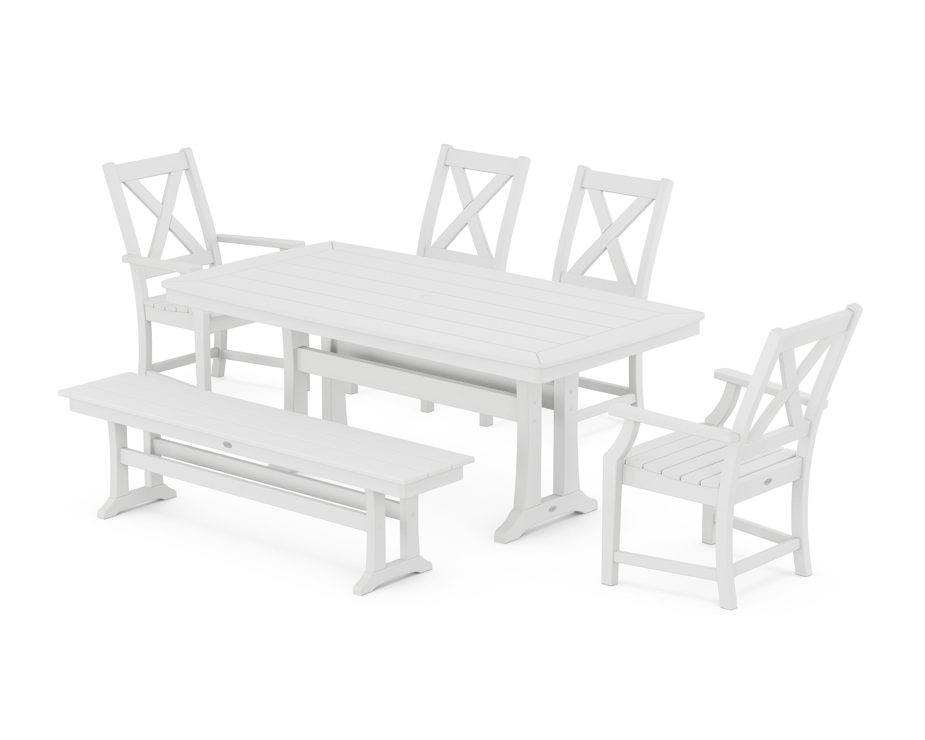 Braxton 6-Piece Dining Set with Trestle Legs in White