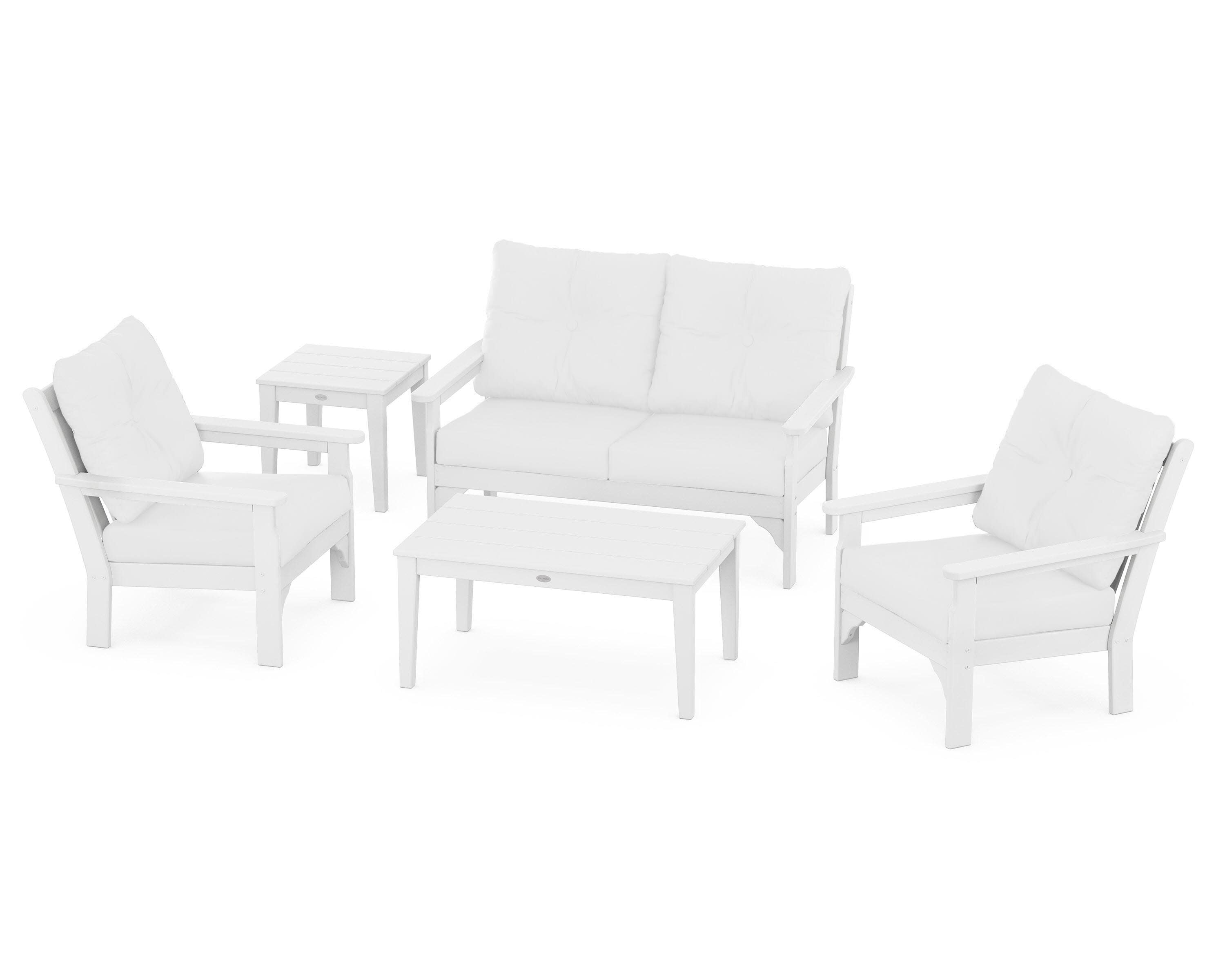 Vineyard 5-Piece Deep Seating Set in White / Natural