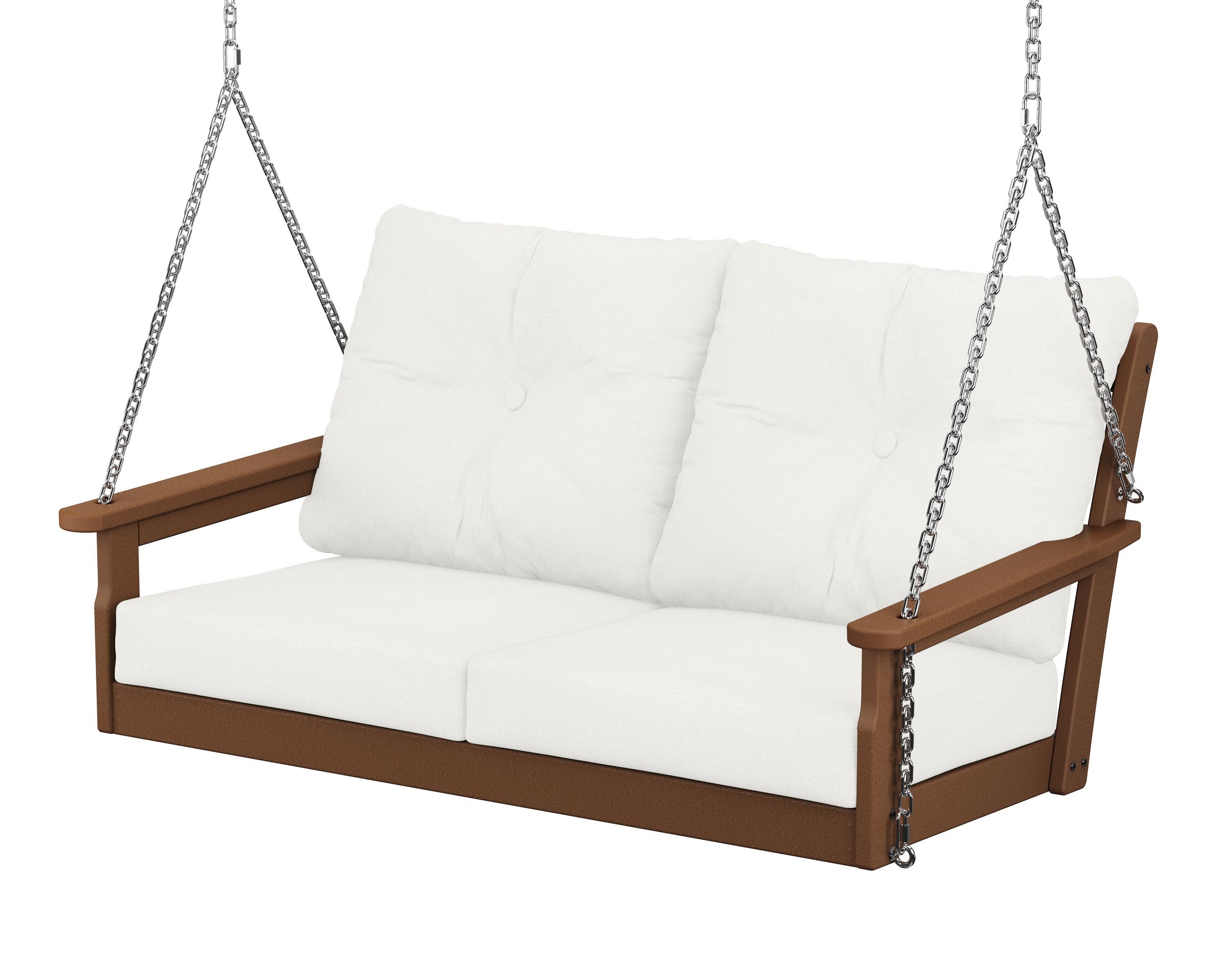 Vineyard Deep Seating Swing in Teak / Natural Linen