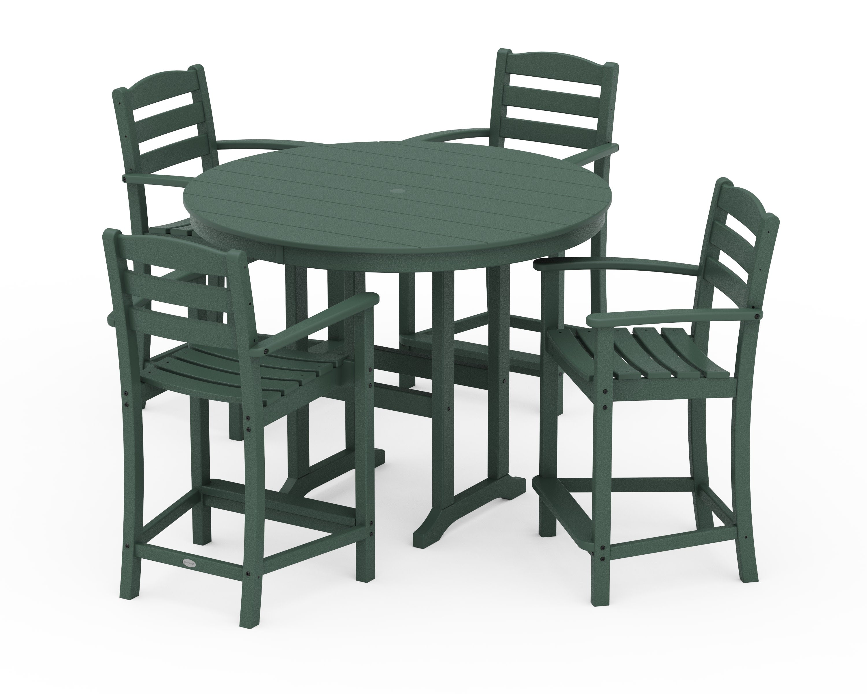 La Casa Caf 5-Piece Round Farmhouse Counter Set in Green