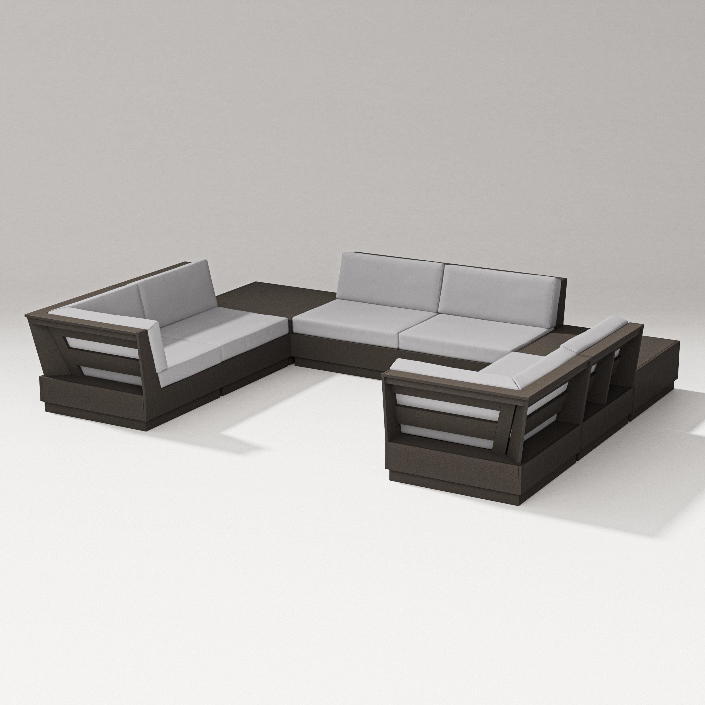 Elevate 8-Piece U-Shaped Sectional in Vintage Coffee / Granite