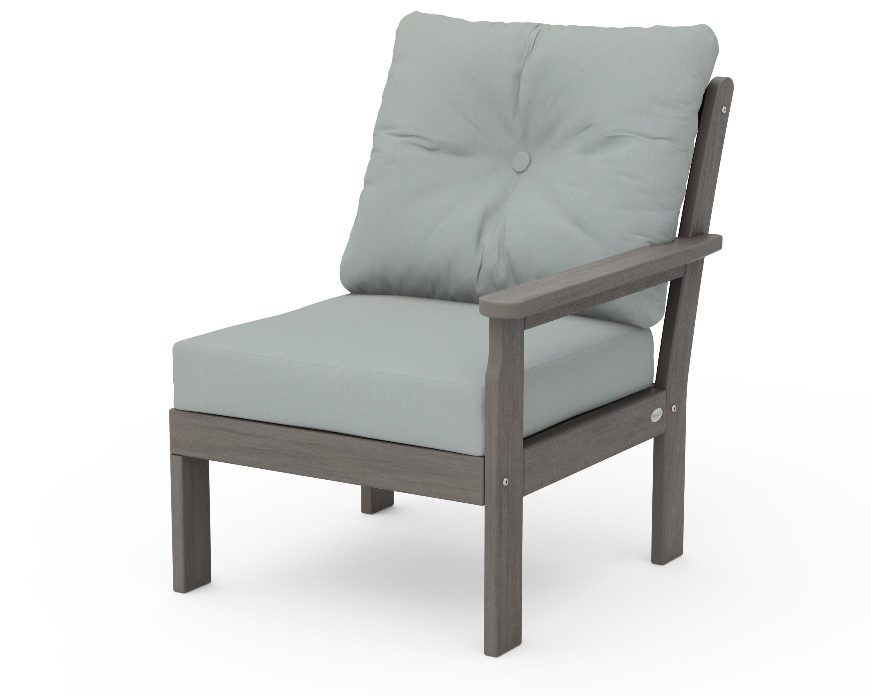 Vineyard Modular Right Arm Chair in Driftwood / Spa