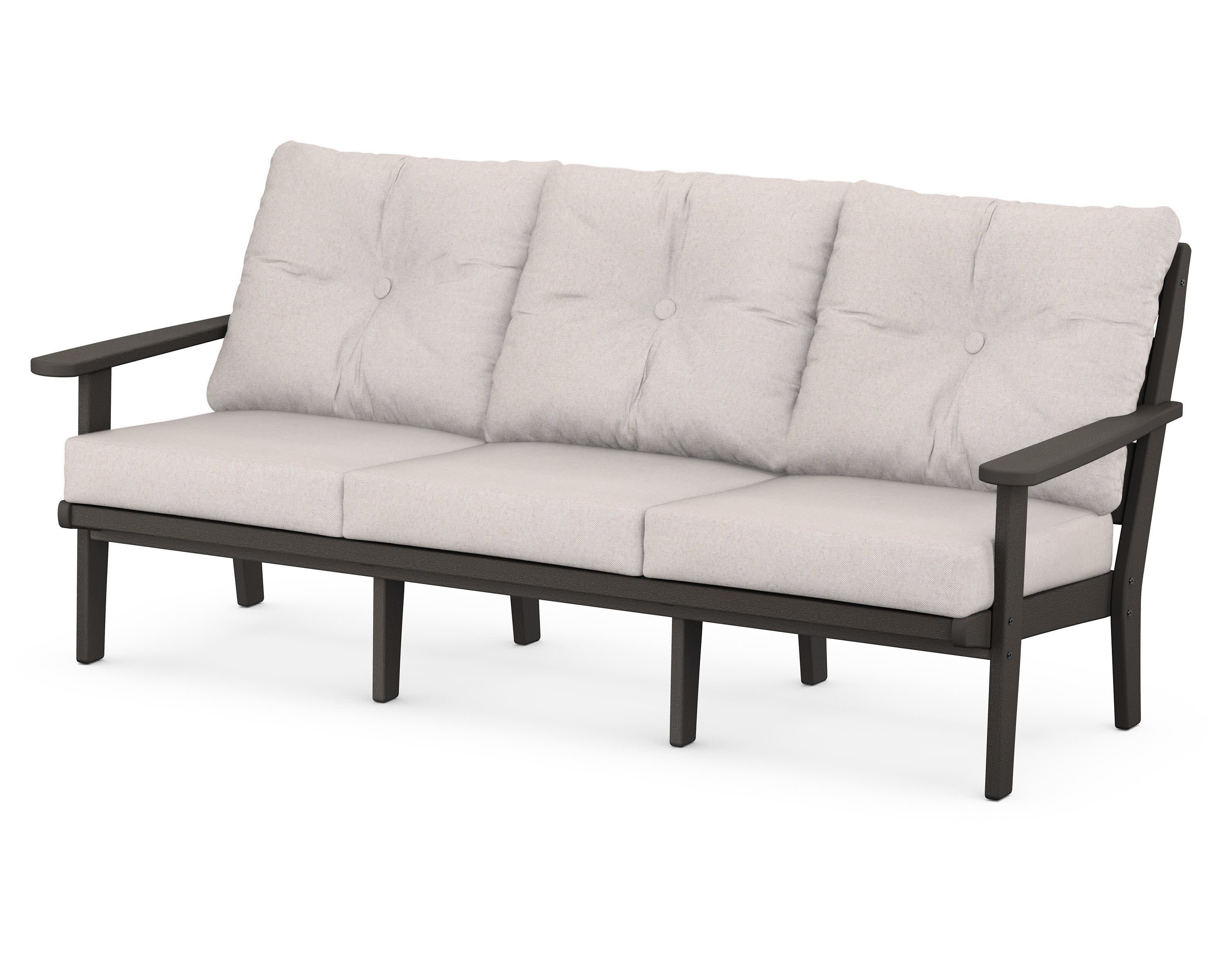 Lakeside Deep Seating Sofa in Vintage Coffee / Dune Burlap