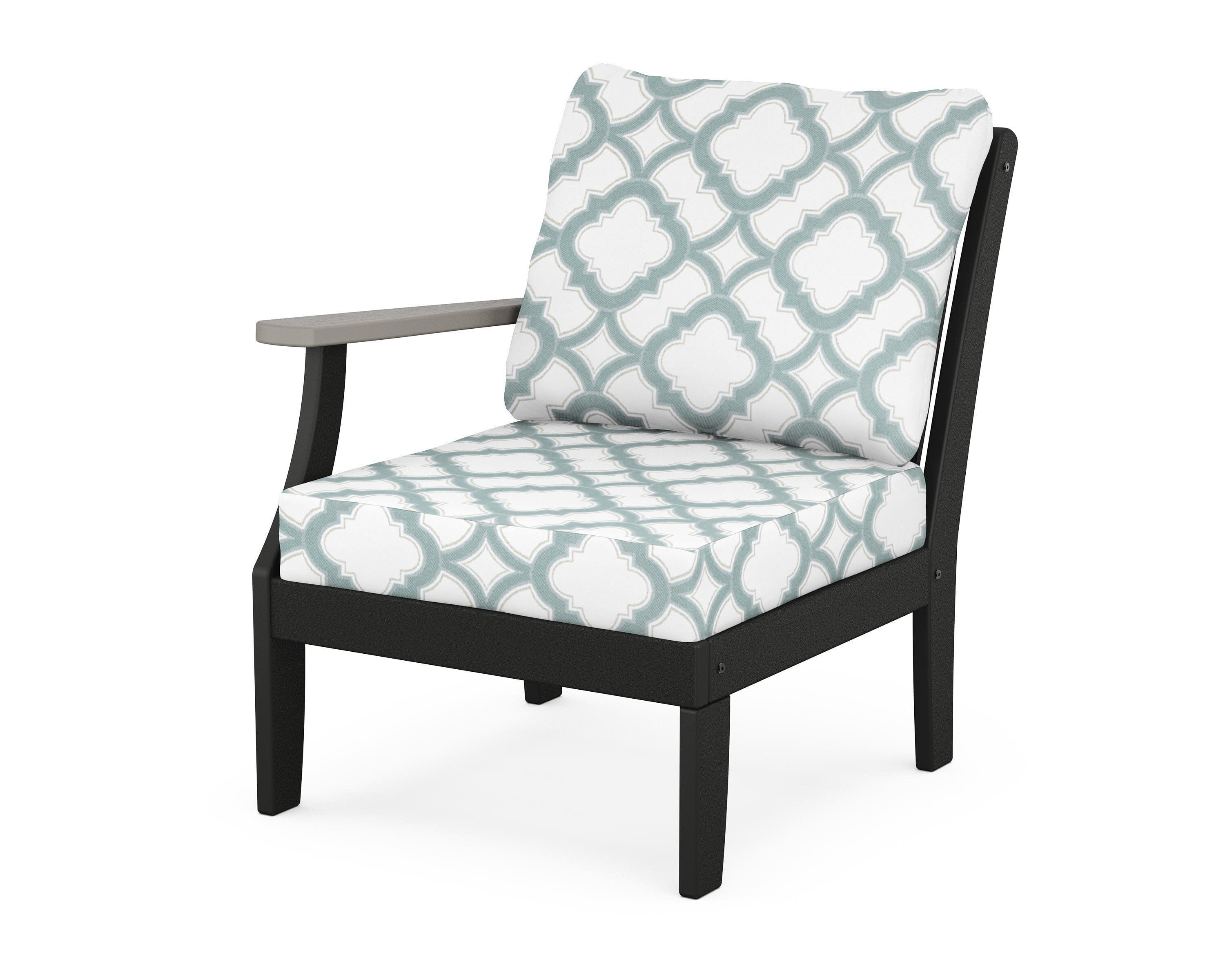 Braxton Modular Left Arm Chair in Black / Driftwood / Trellis Glacier Spa