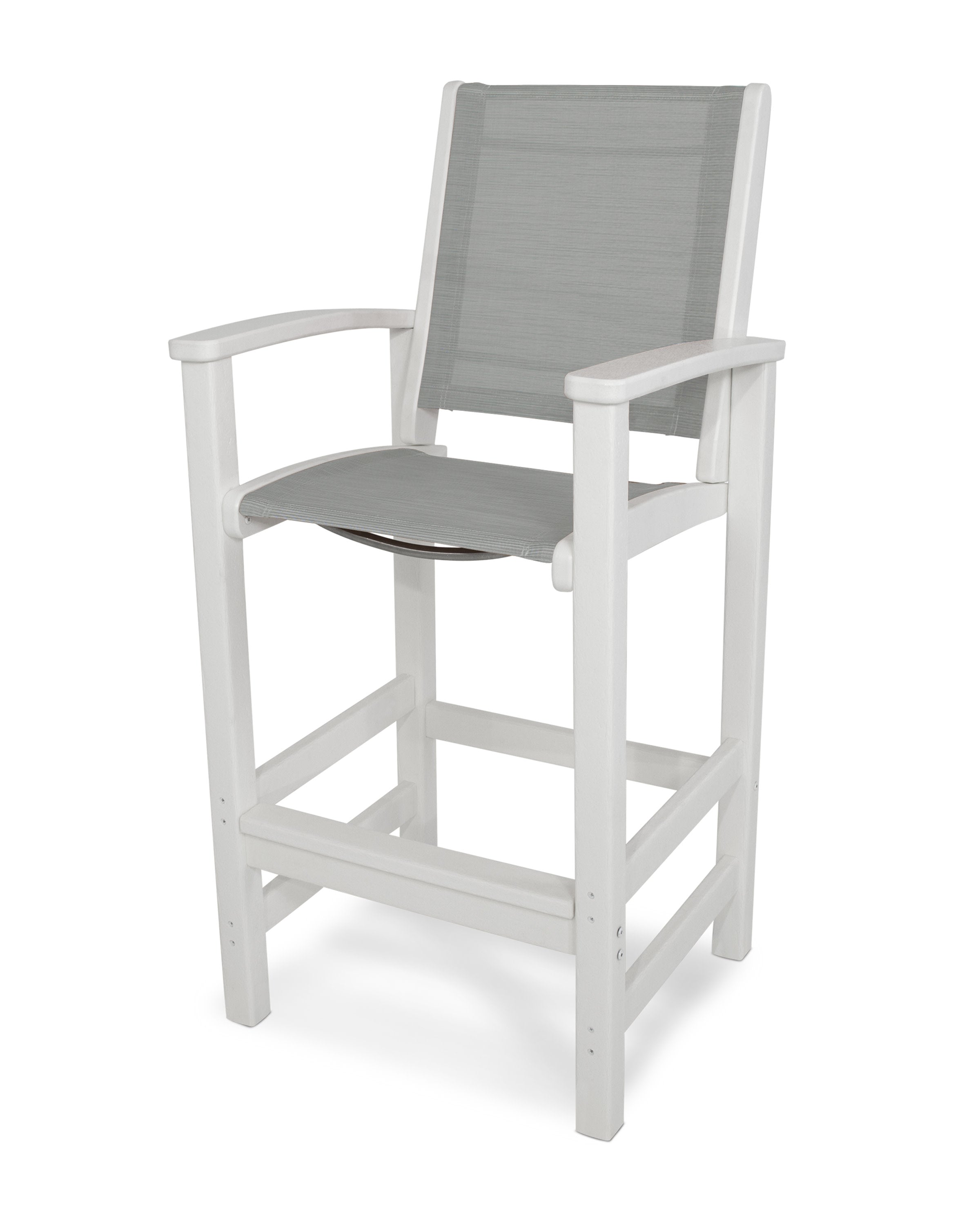 Coastal Bar Chair in White / Metallic Sling