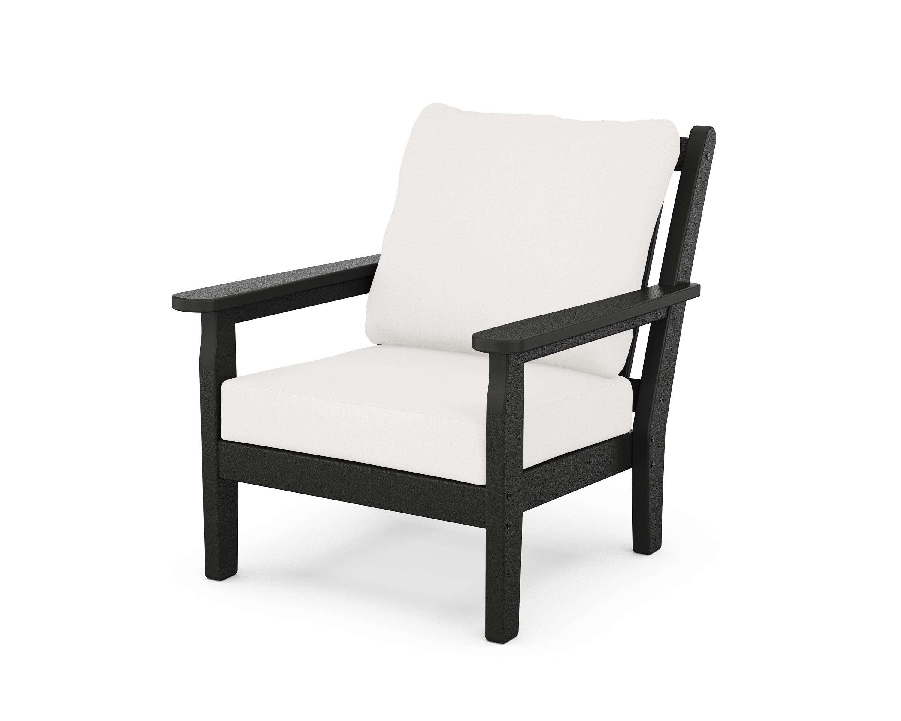 Chippendale Deep Seating Chair in Black / Natural Linen