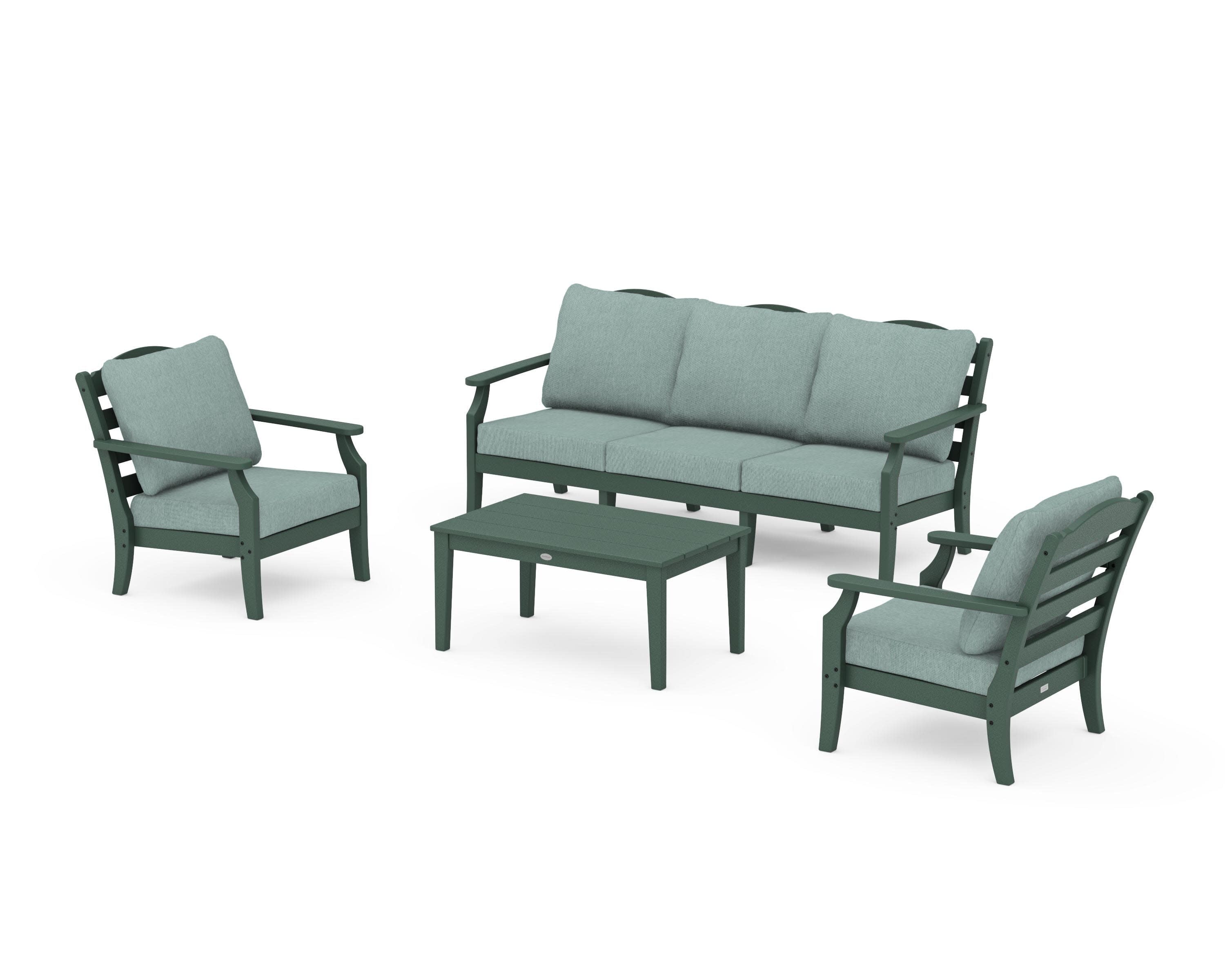 Savannah 4-Piece Deep Seating Set with Sofa in Green / Glacier Spa