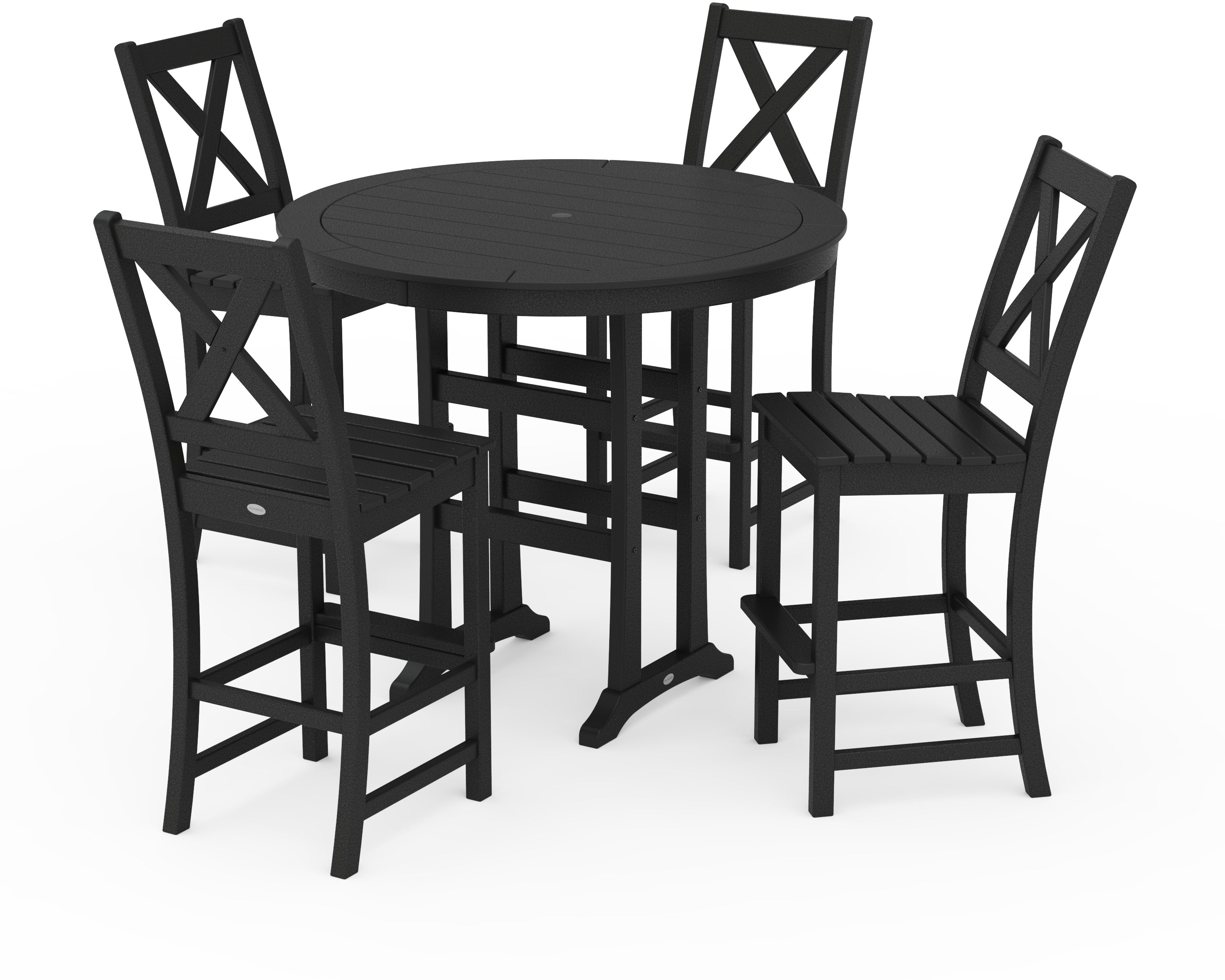 Braxton 5-Piece Nautical Trestle Arm Chair Bar Set in Black