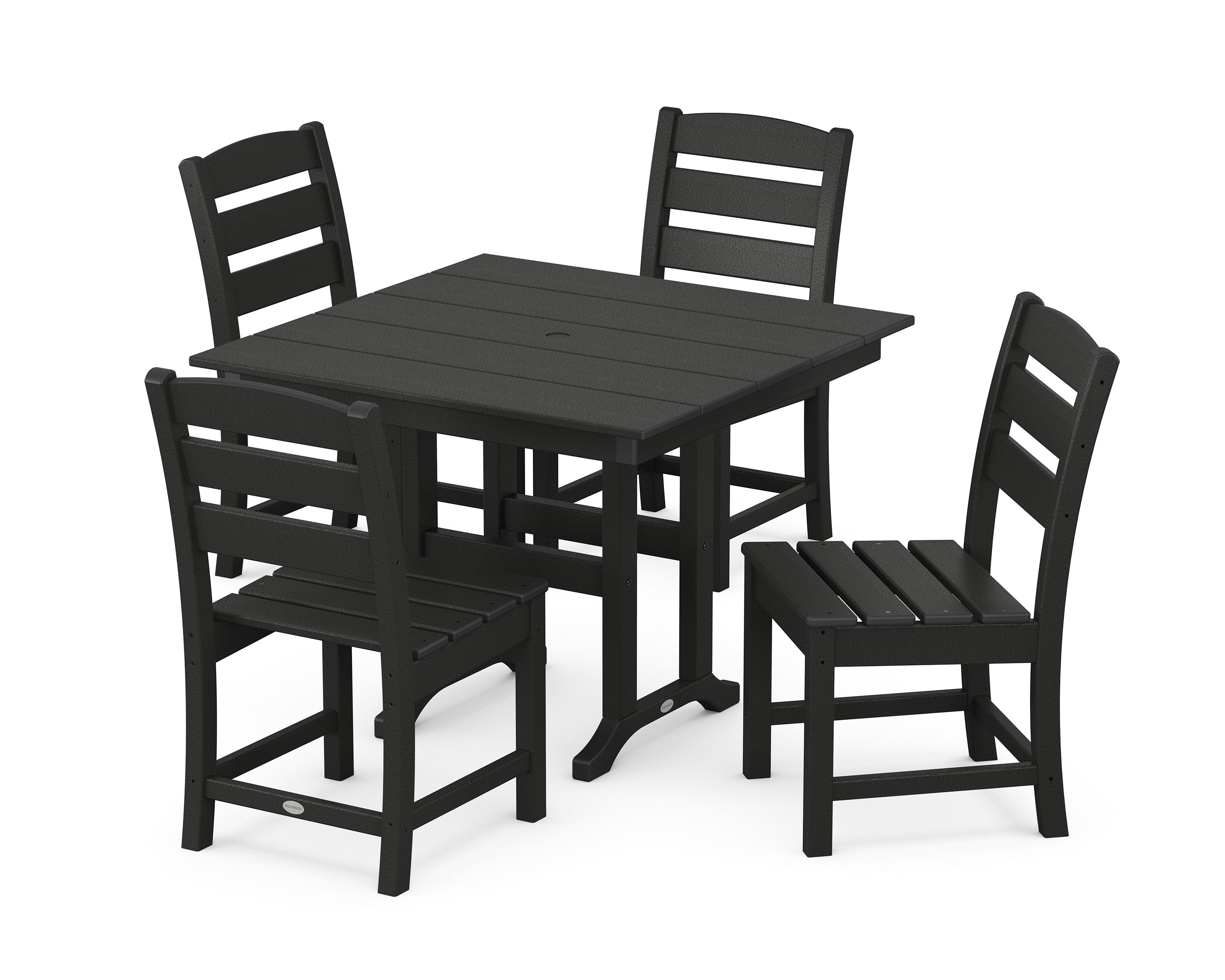 Lakeside Side Chair 5-Piece Farmhouse Dining Set in Black