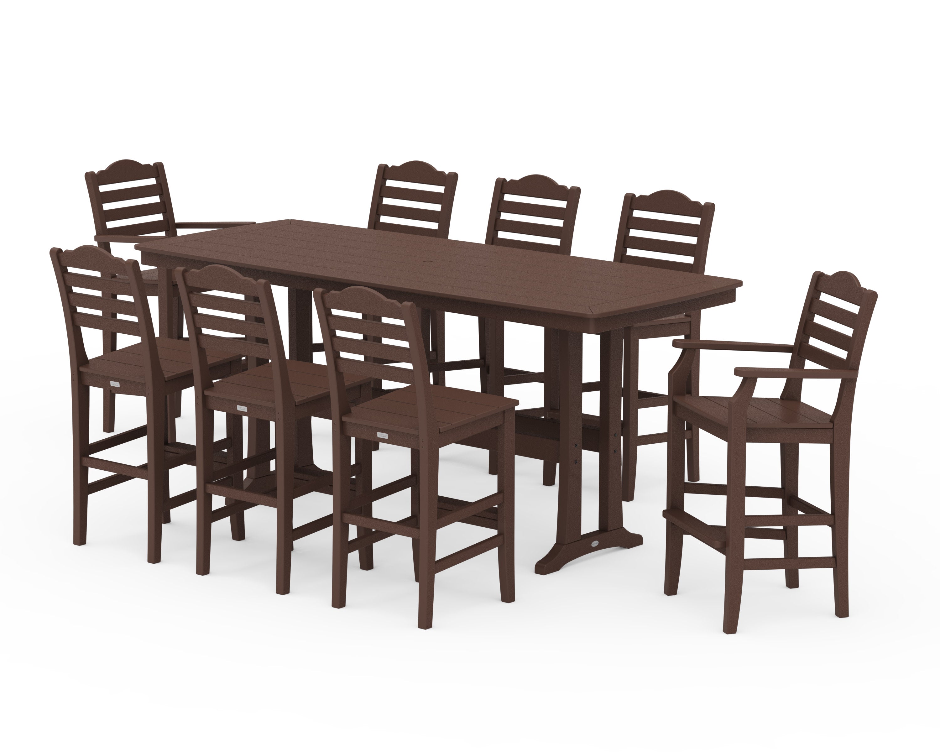 Savannah 9-Piece Bar Set with Trestle Legs in Mahogany