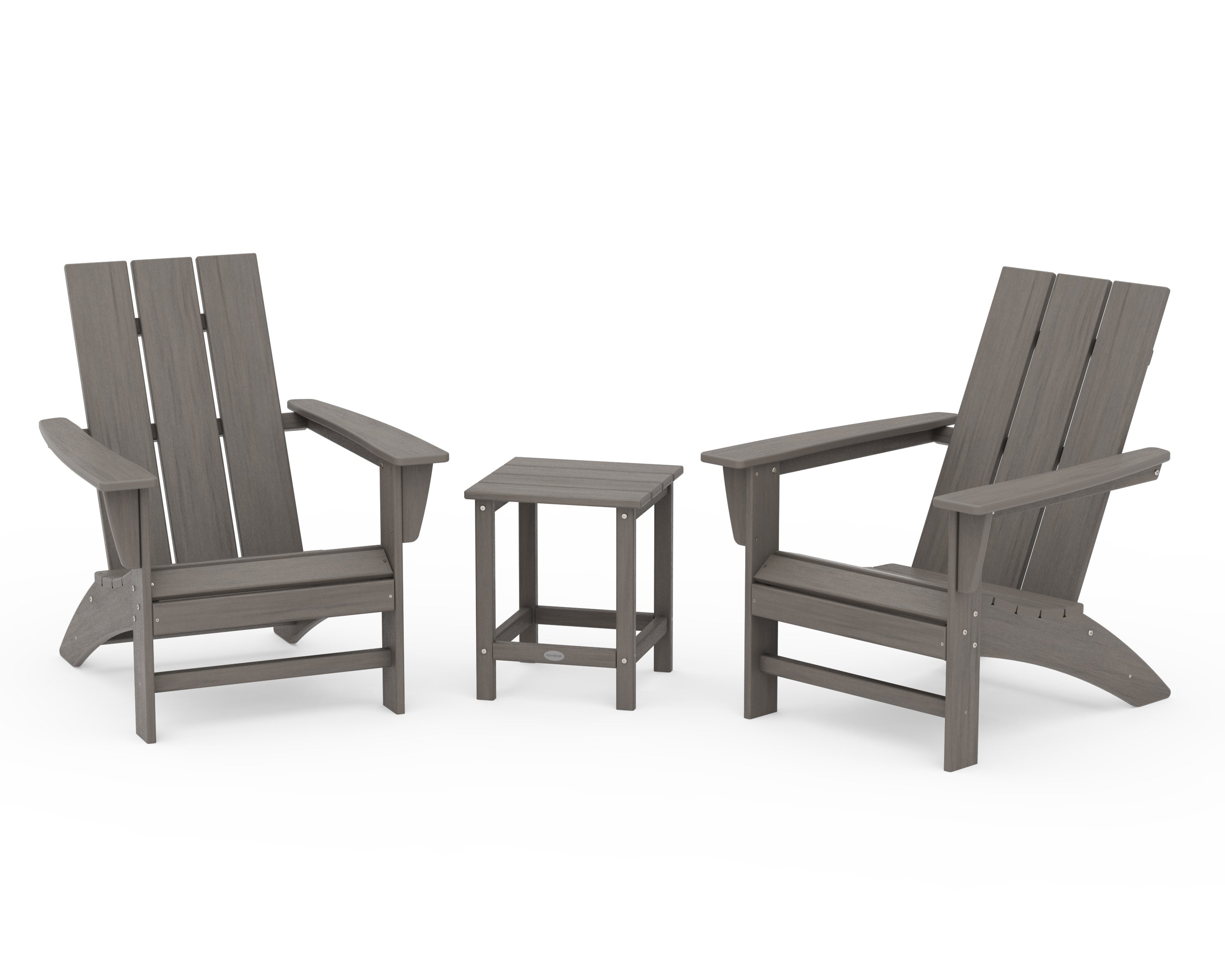 Modern 3-Piece Adirondack Set with Long Island 18" Side Table in Driftwood