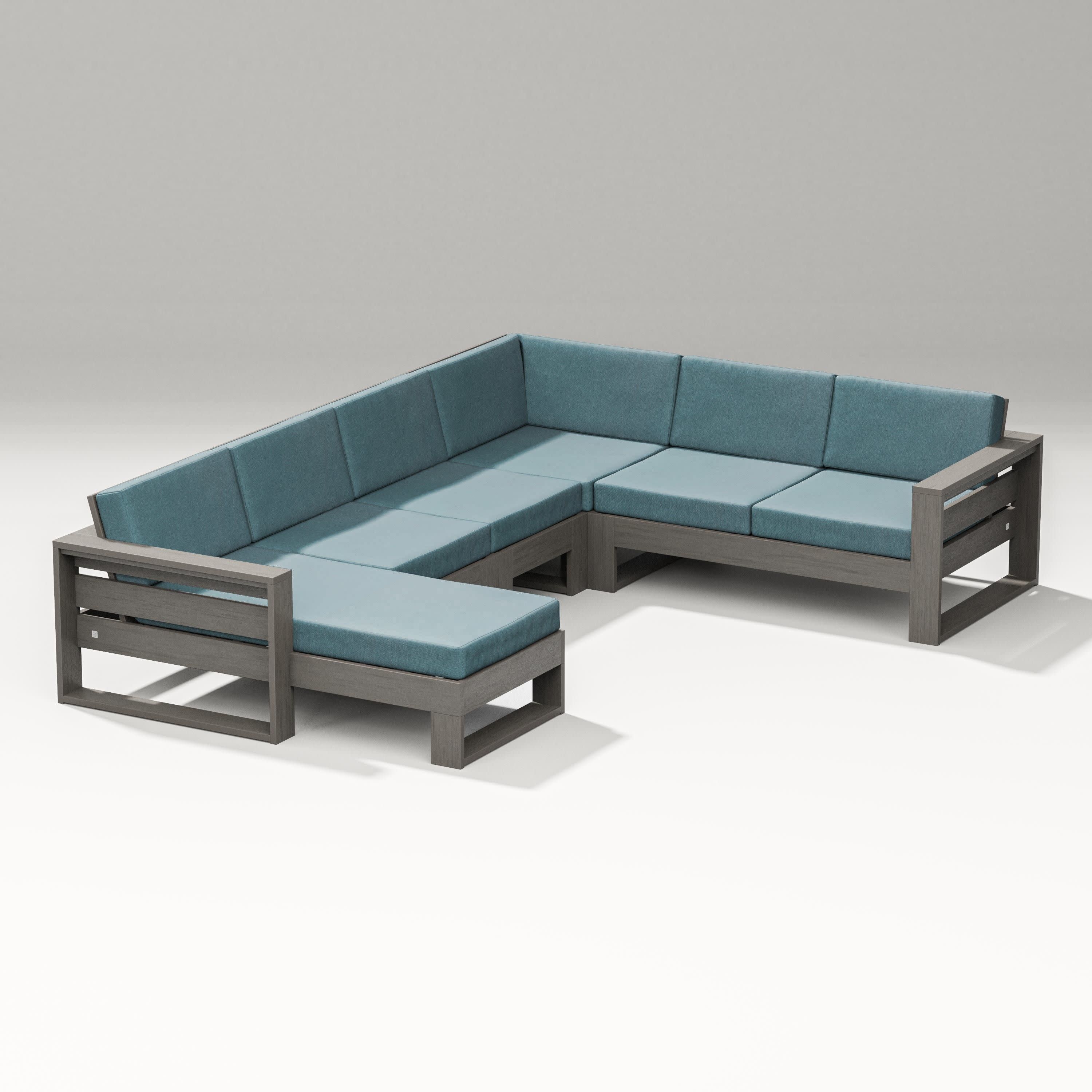 Latitude Corner Sectional with Left Chaise in Driftwood / Ocean Teal
