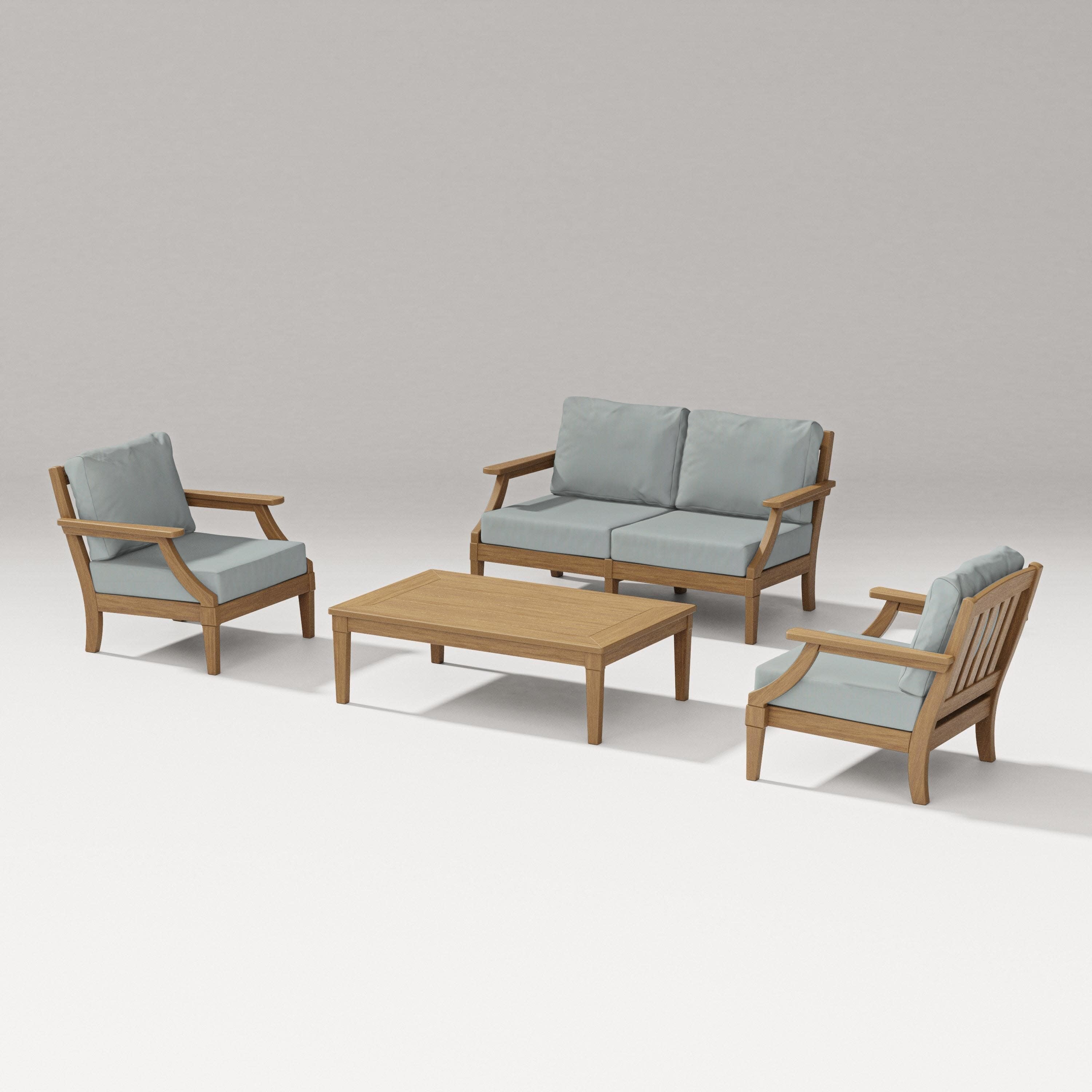 Estate Lounge 4-Piece Loveseat Set in Natural / Spa