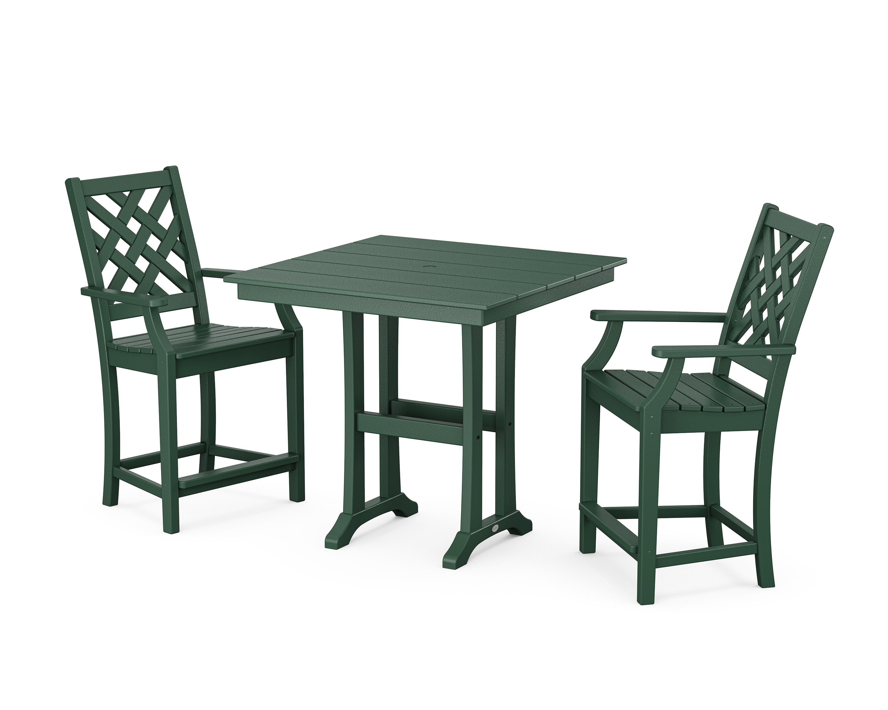 Wovendale 3-Piece Farmhouse Counter Set with Trestle Legs in Green