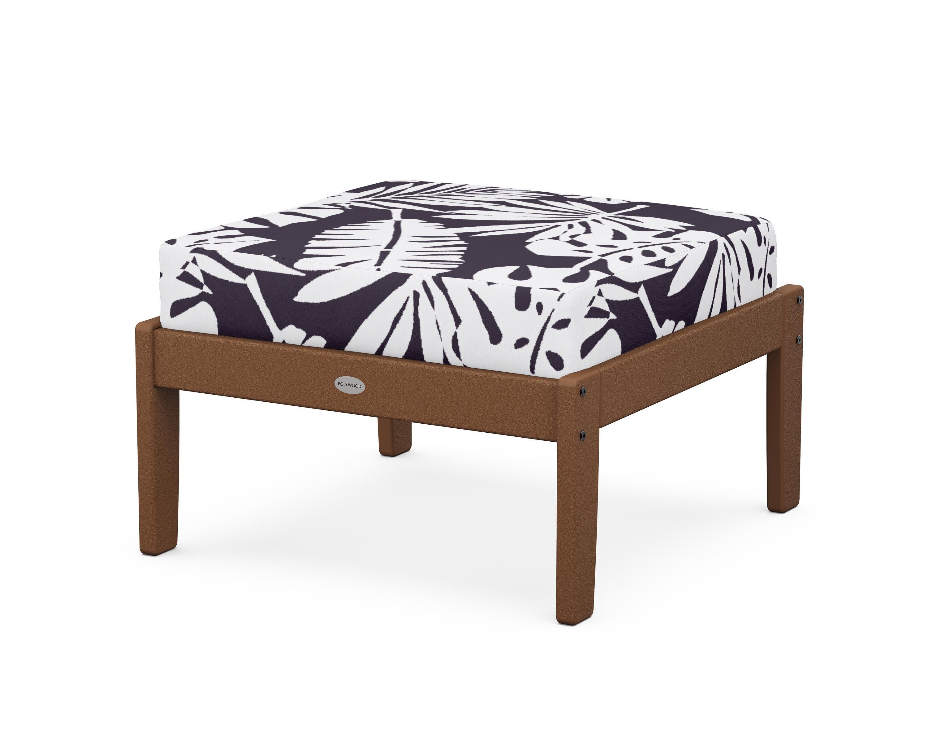 Braxton Deep Seating Ottoman in Teak / Leaf Navy