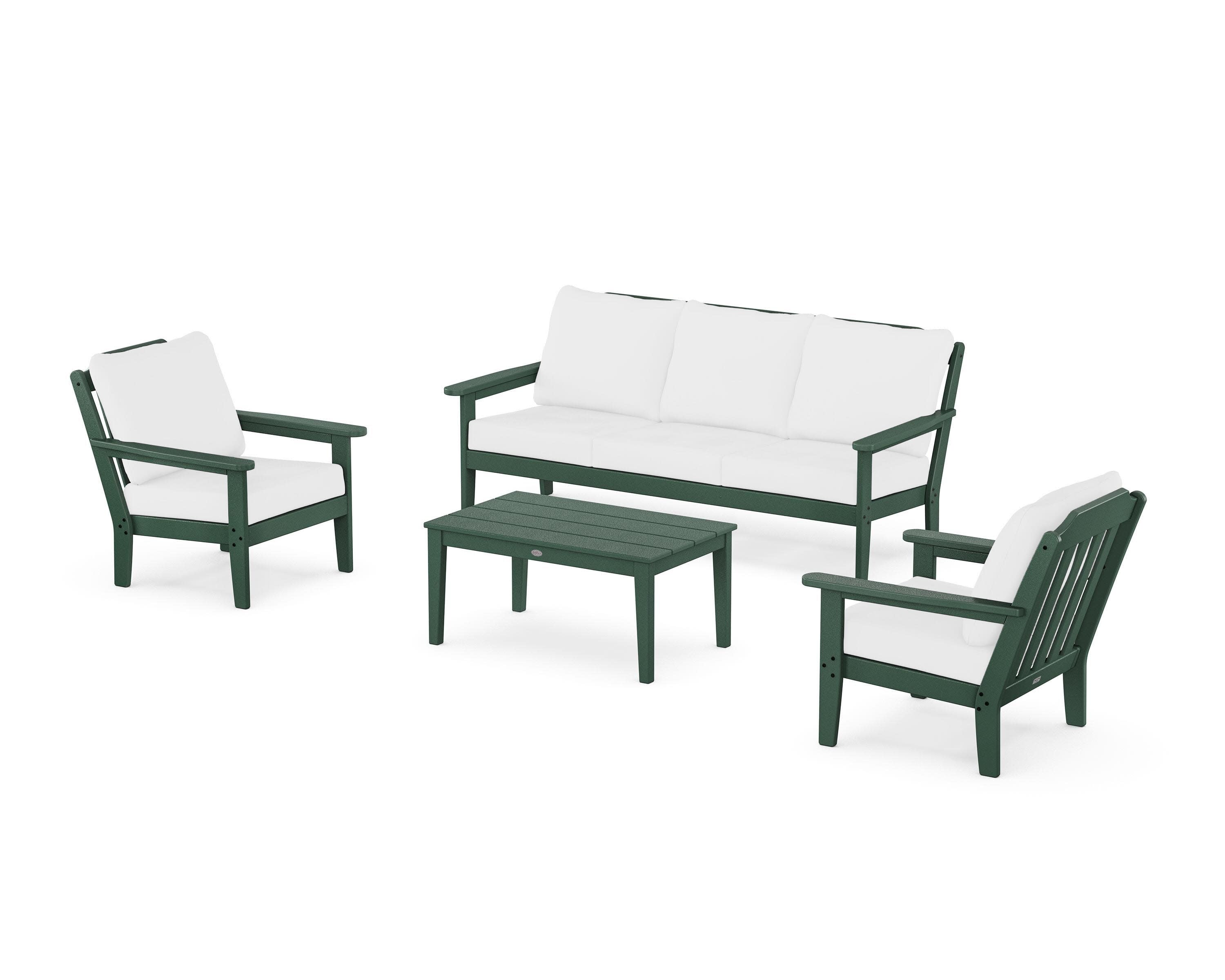 Cottage 4-Piece Deep Seating Set with Sofa in Green / Natural