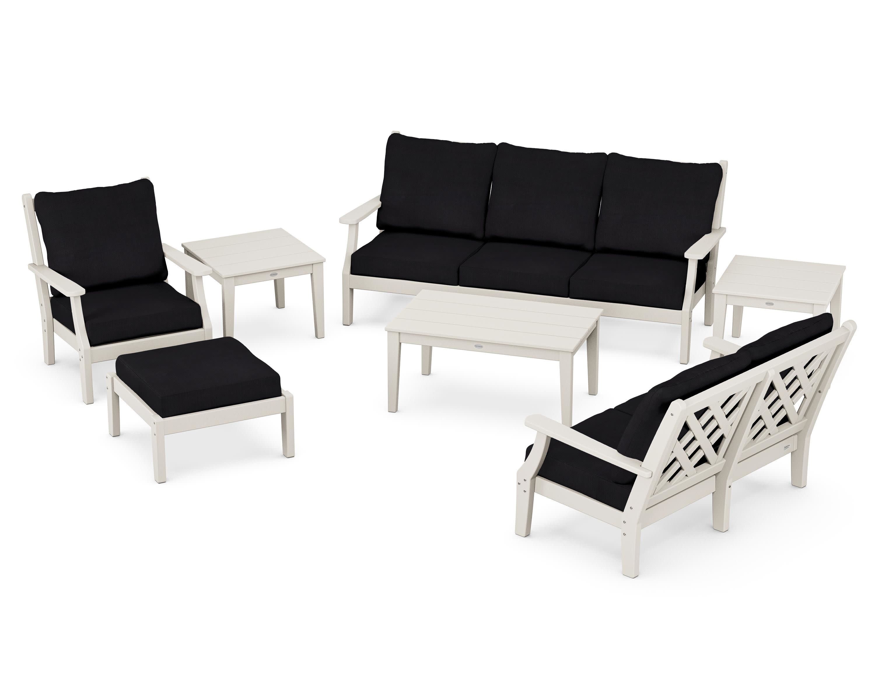 Wovendale 7-Piece Deep Seating Set in Sand / Midnight Linen