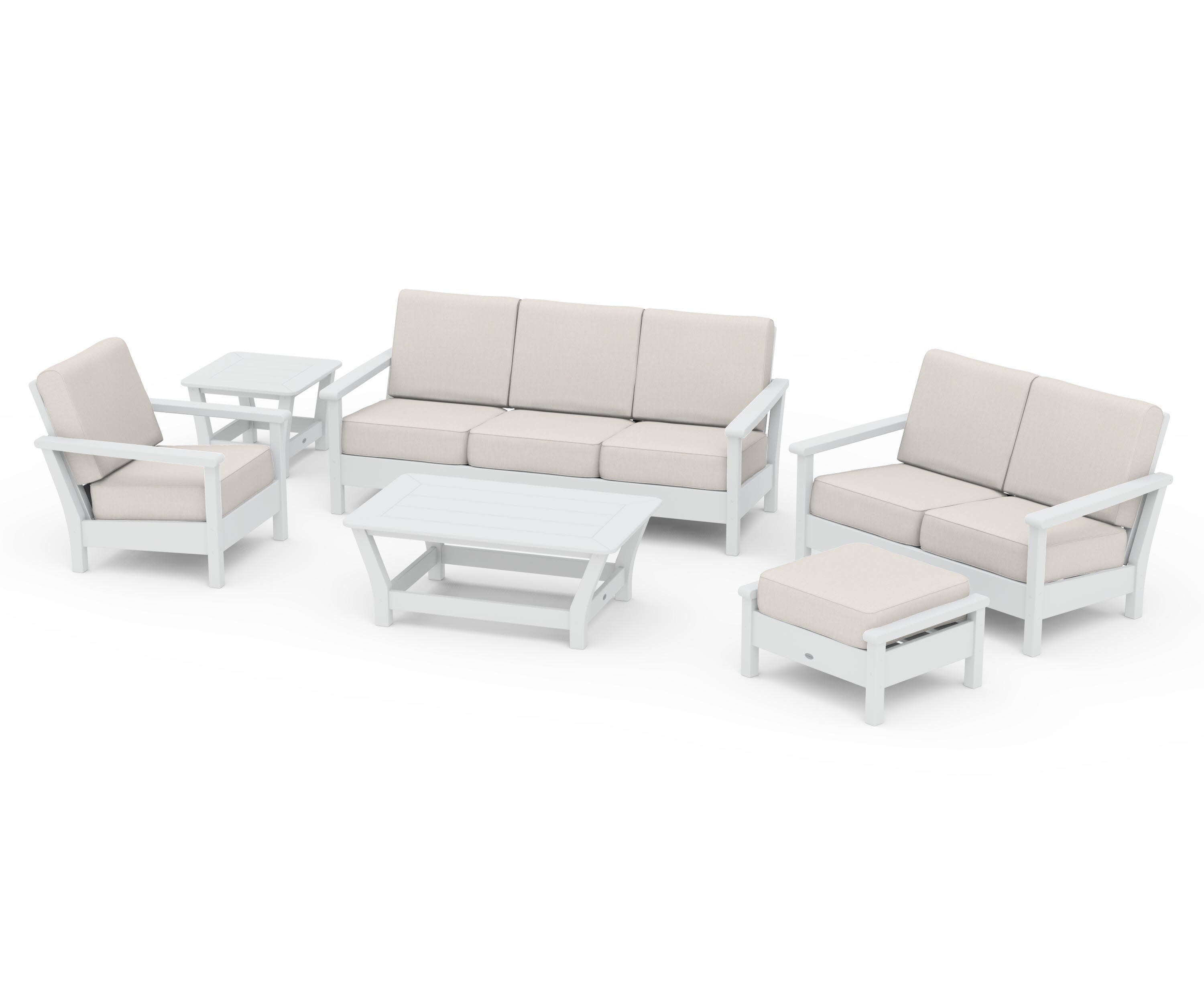 Harbour 6-Piece Outdoor Living Set in White / Cast Ash