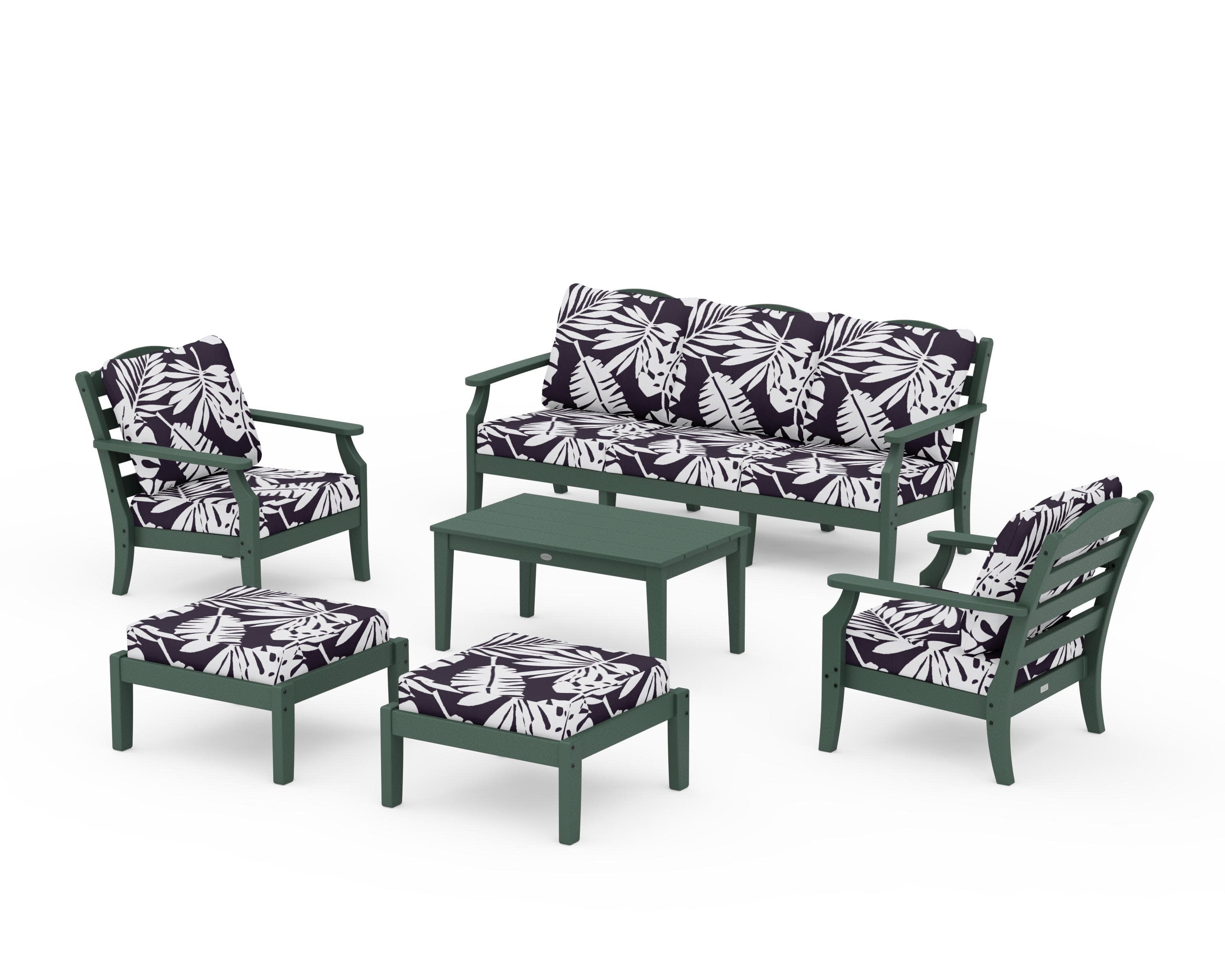 Savannah 6-Piece Lounge Sofa Set in Green / Leaf Navy