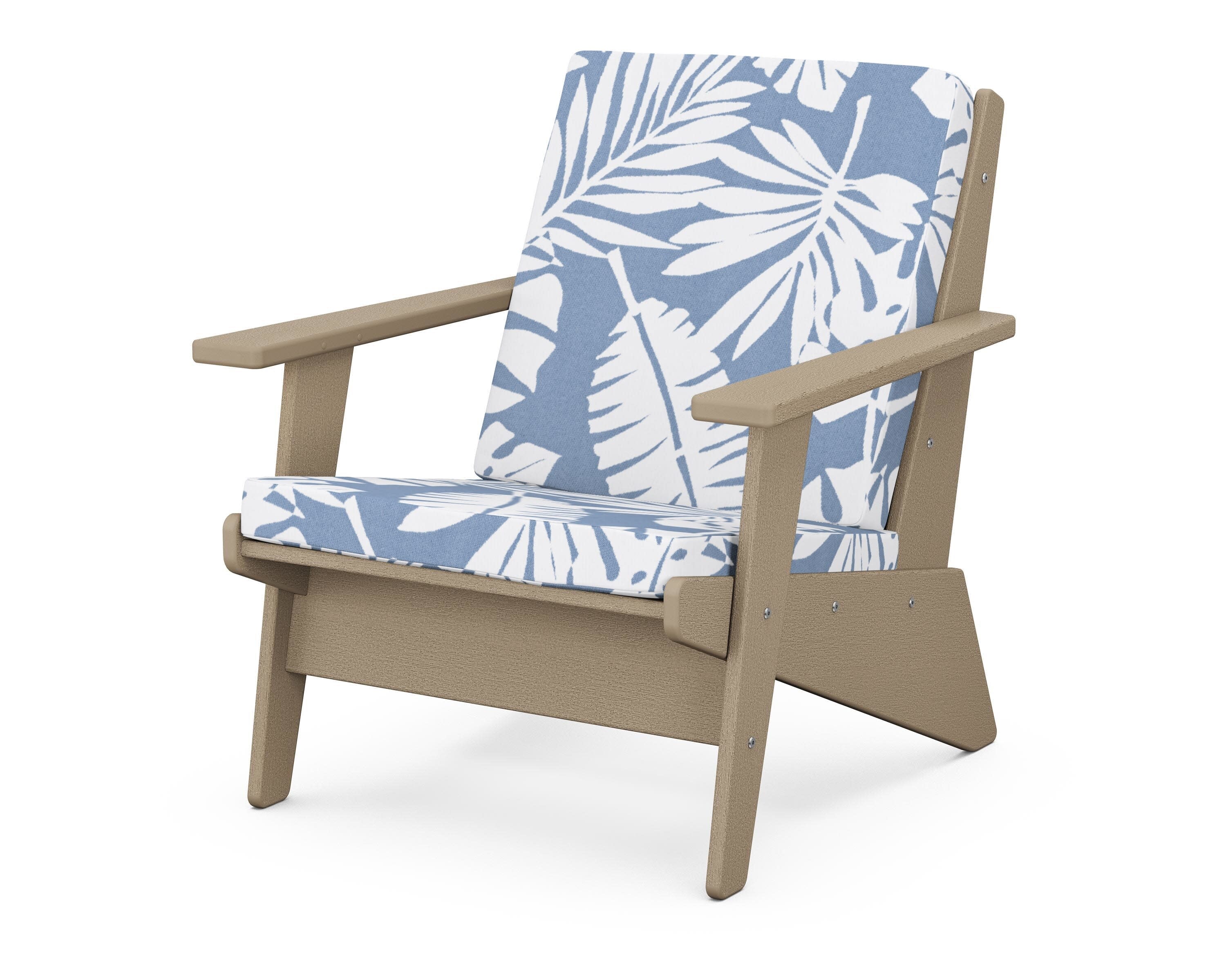 Riviera Modern Lounge Chair in Vintage Sahara / Leaf Sky Blue