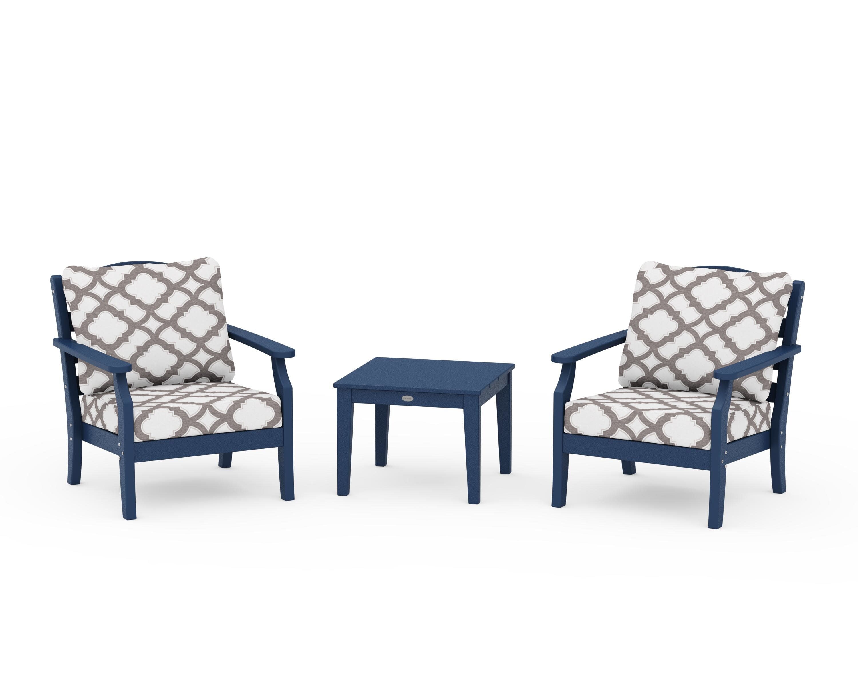 Savannah 3-Piece Deep Seating Set in Navy / Trellis Grey Mist