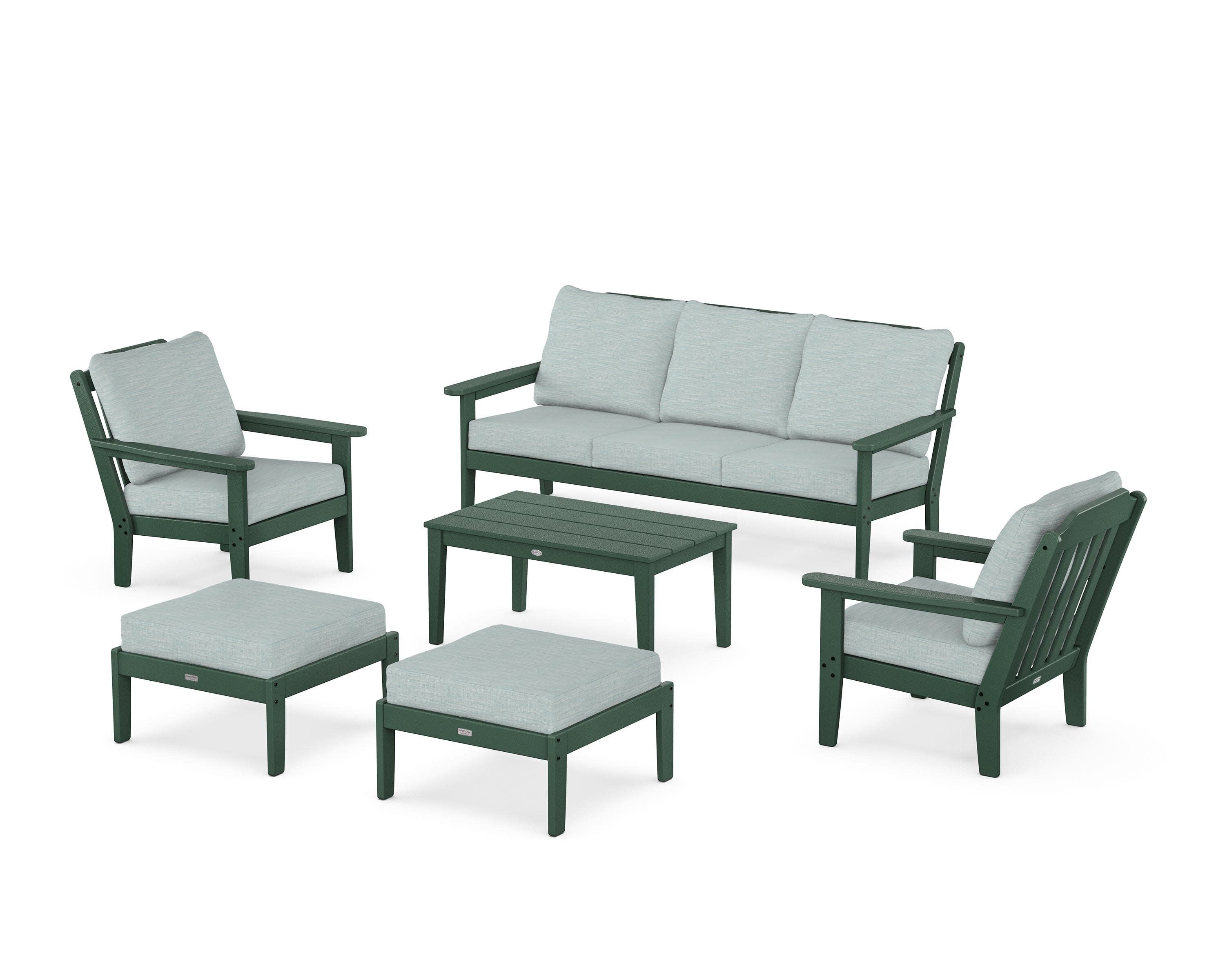 Cottage 6-Piece Lounge Sofa Set in Green / Soothe Mist
