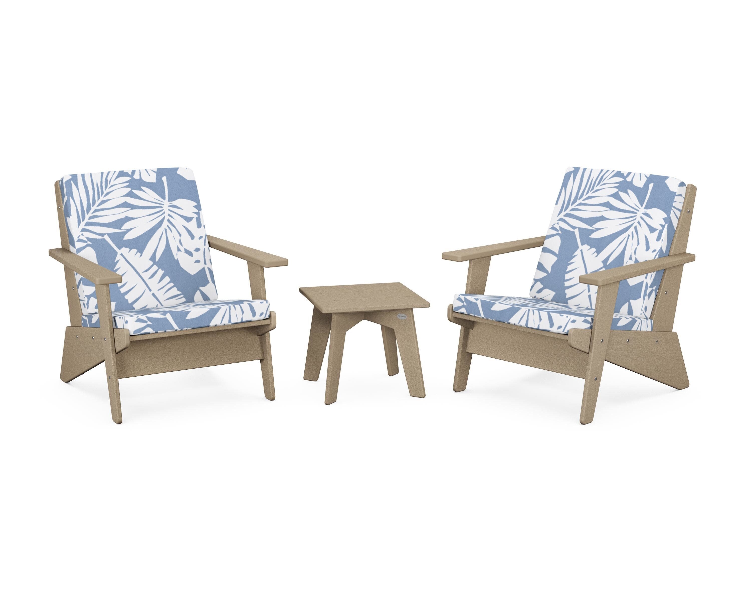 Riviera Modern Lounge 3-Piece Set in Vintage Sahara / Leaf Sky Blue