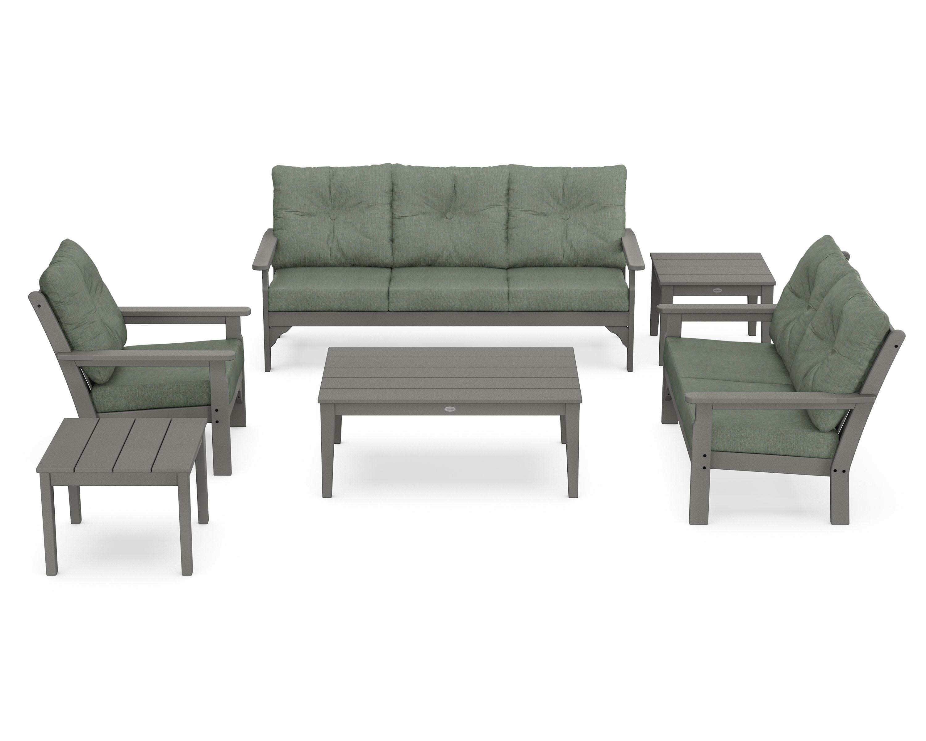 Vineyard 6-Piece Deep Seating Set in Slate Grey / Cast Sage