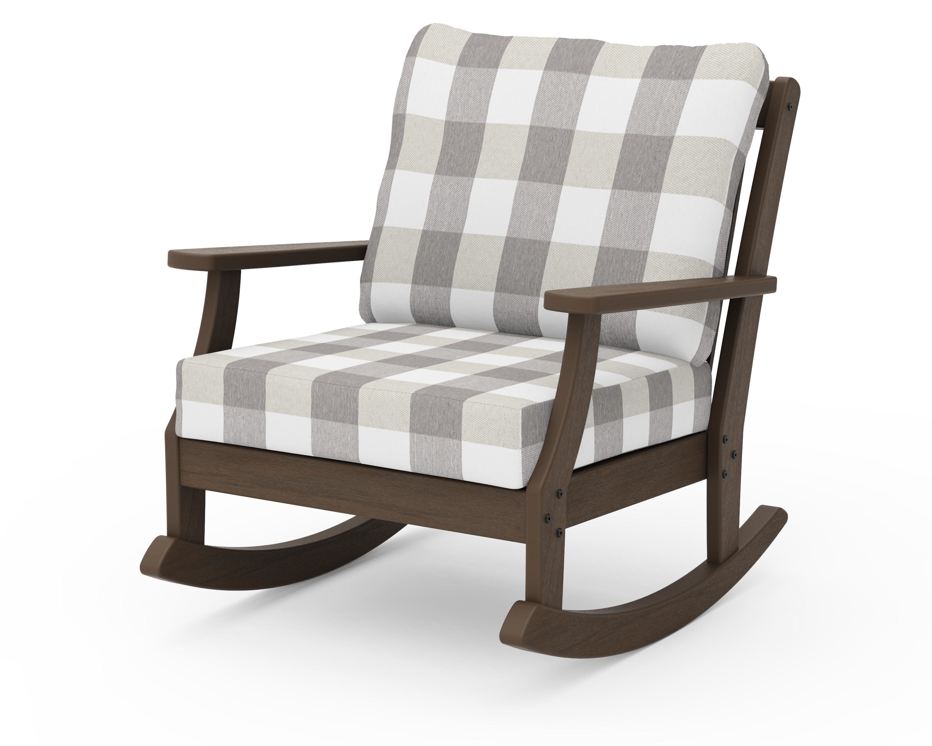 Braxton Deep Seating Rocking Chair in Kona / Buffalo Plaid Grey Mist