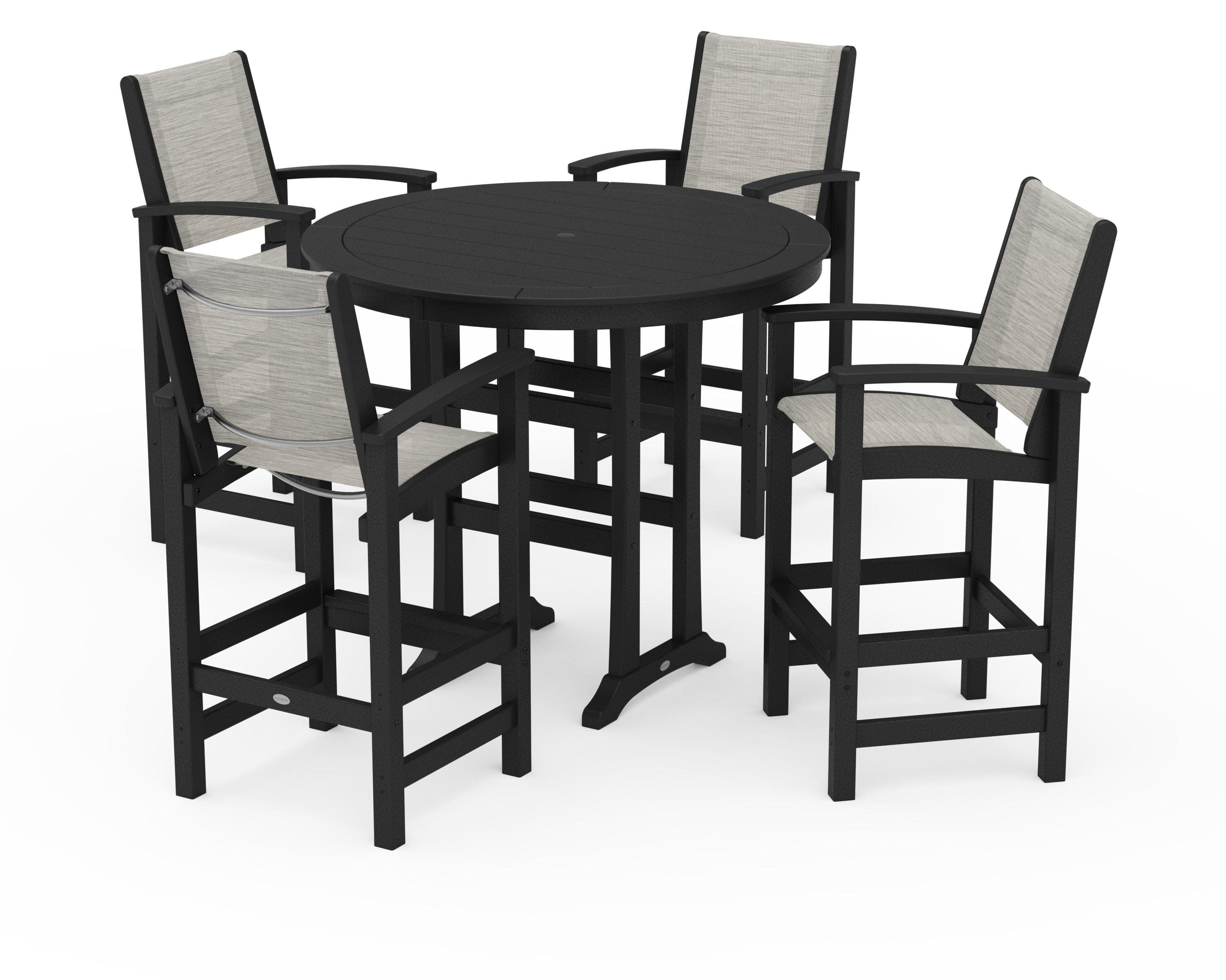 Coastal 5-Piece Nautical Trestle Bar Set in Black / Birch Sling