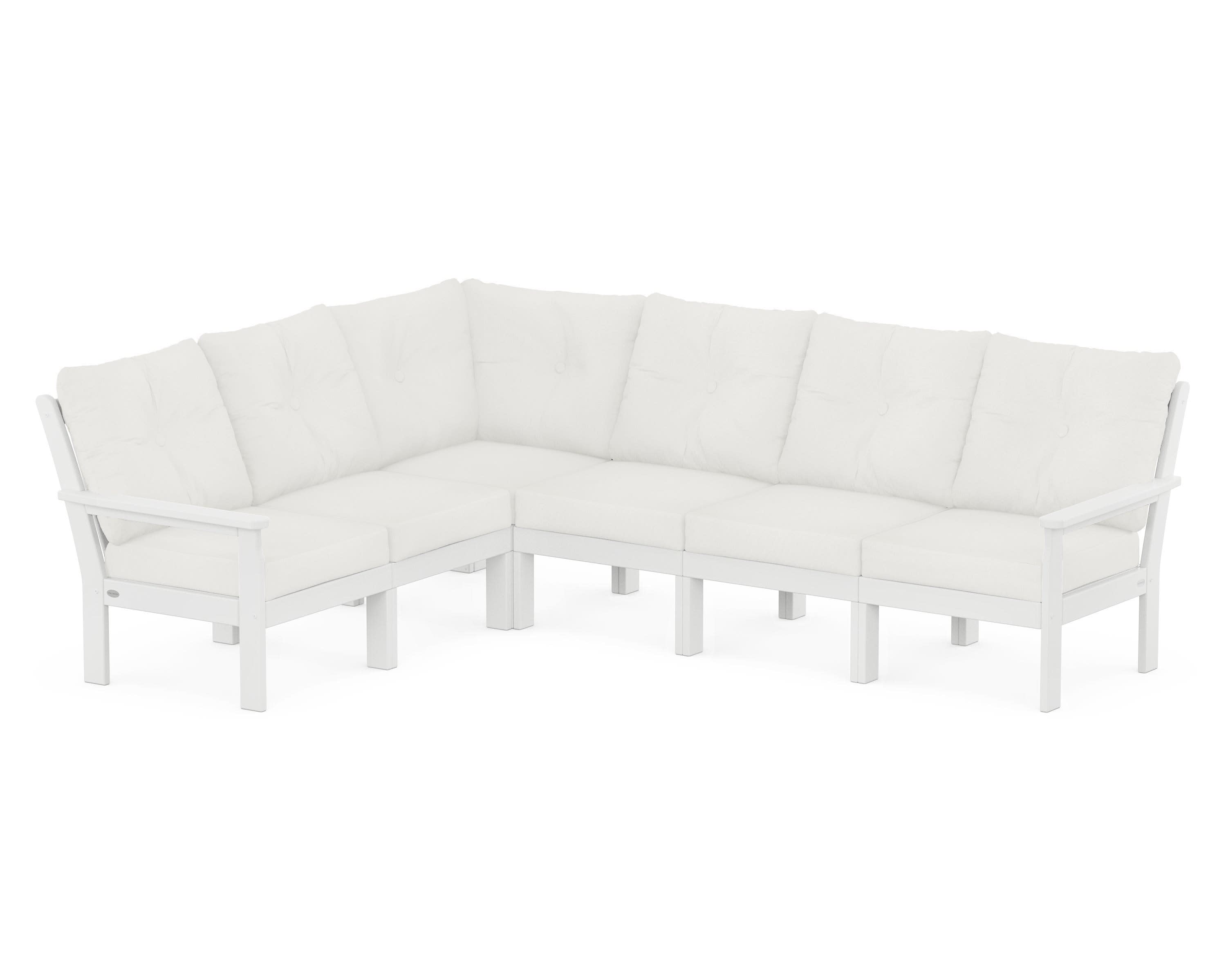 Vineyard 6-Piece Sectional in White / Natural Linen