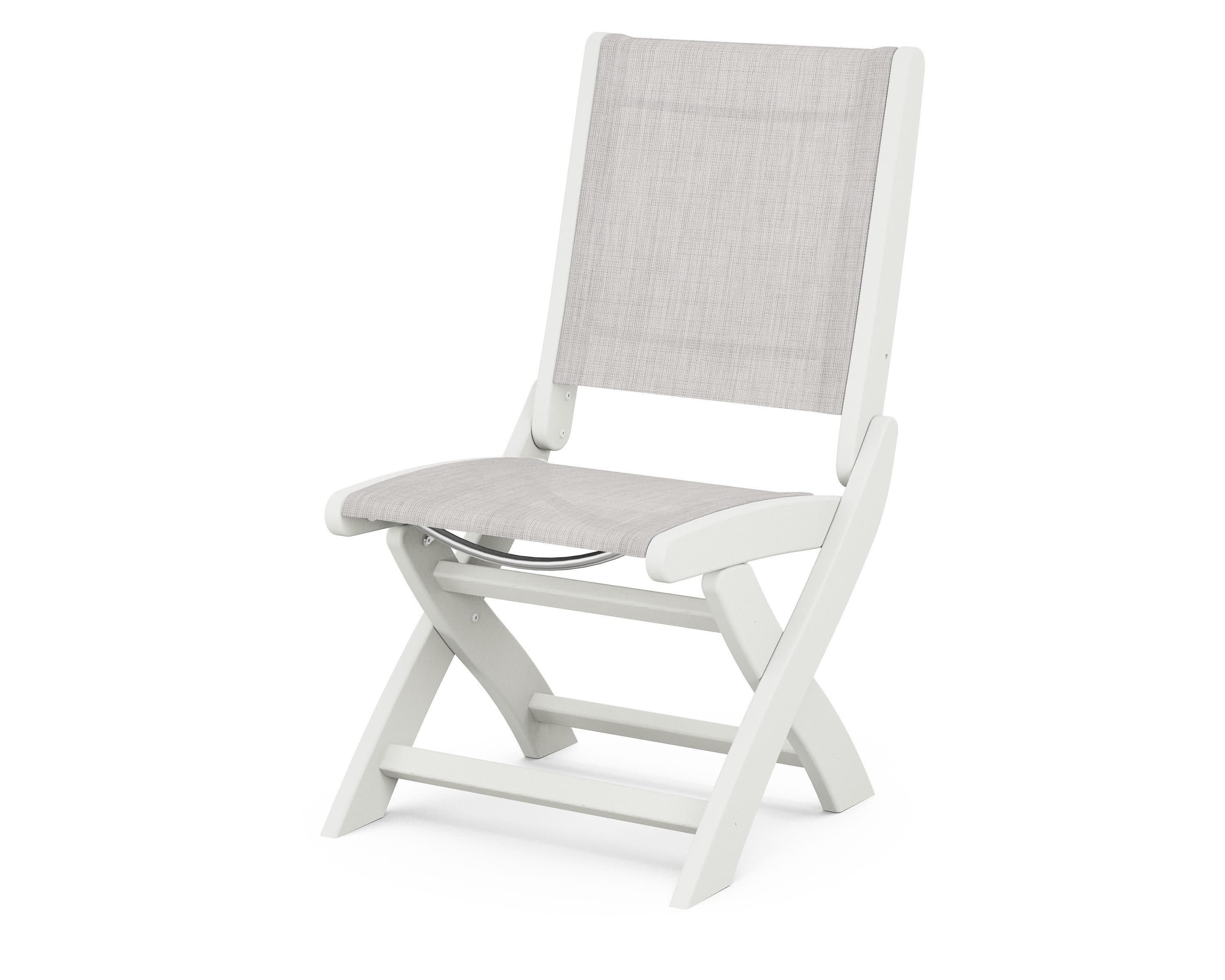Coastal Folding Side Chair in Vintage White / Parchment Sling