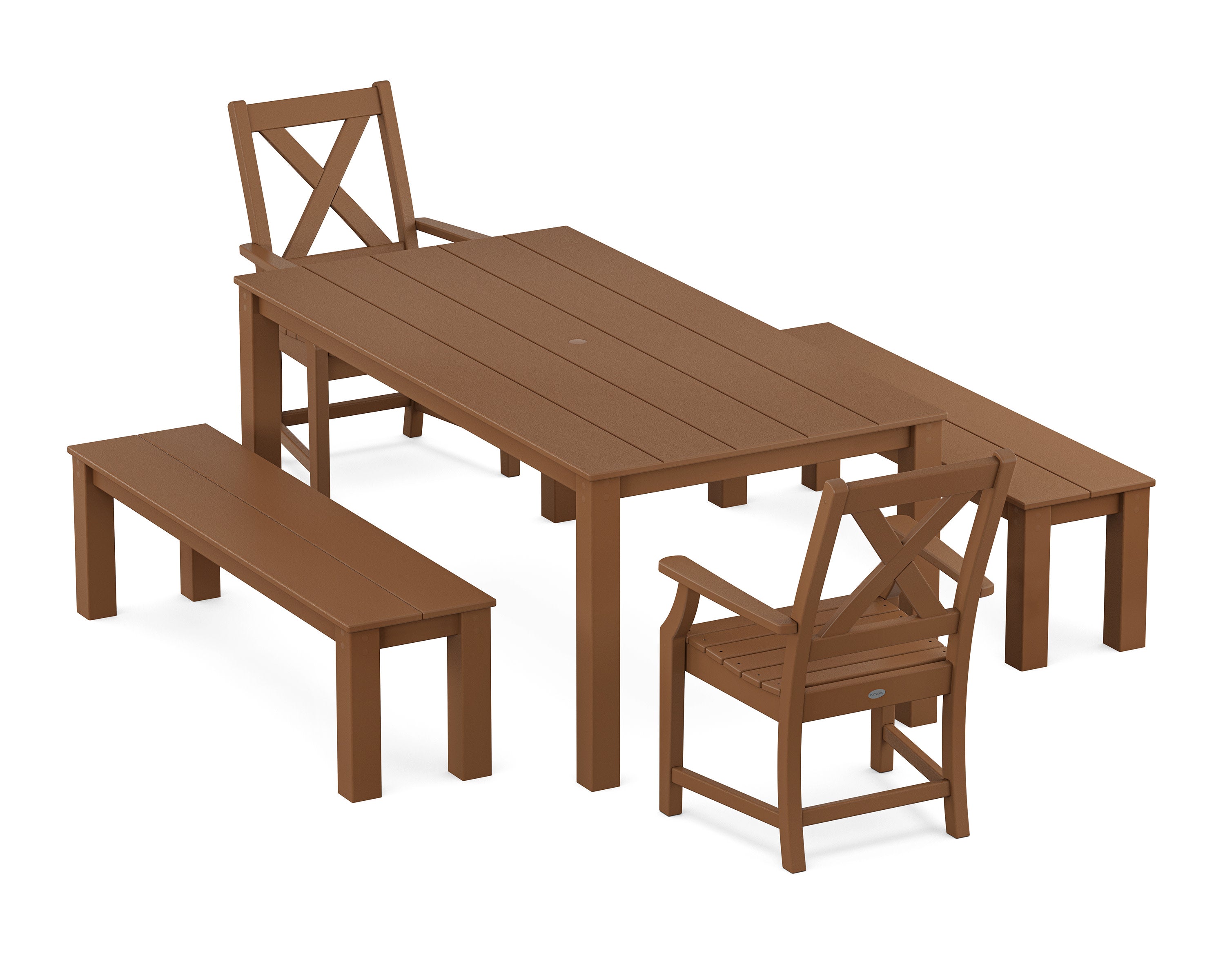 Braxton 5-Piece Parsons Dining Set with Benches in Teak