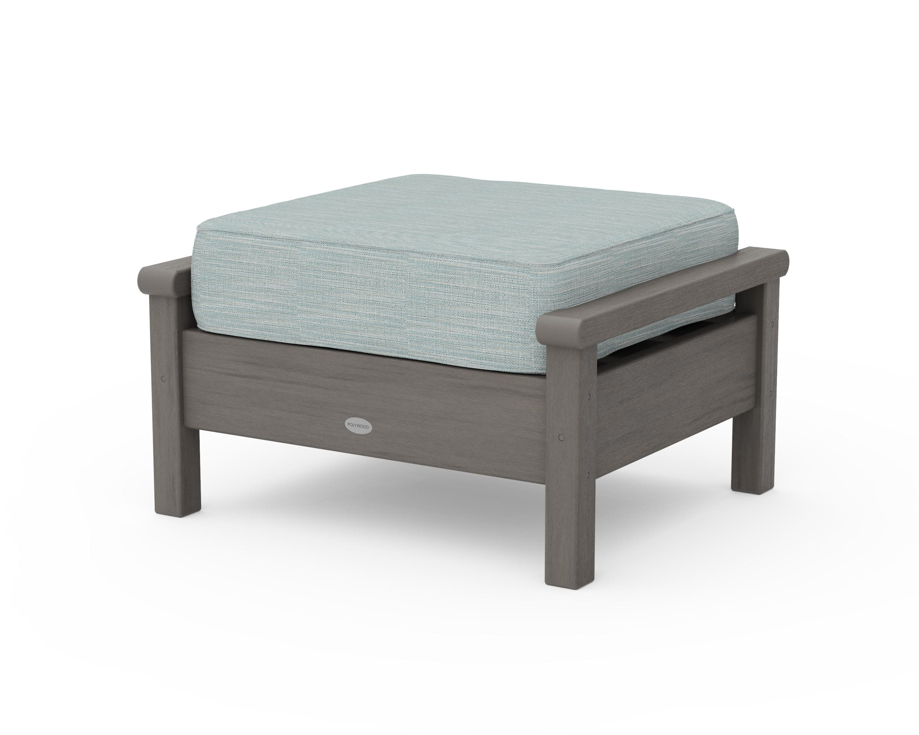 Harbour Deep Seating Ottoman in Driftwood / Soothe Mist